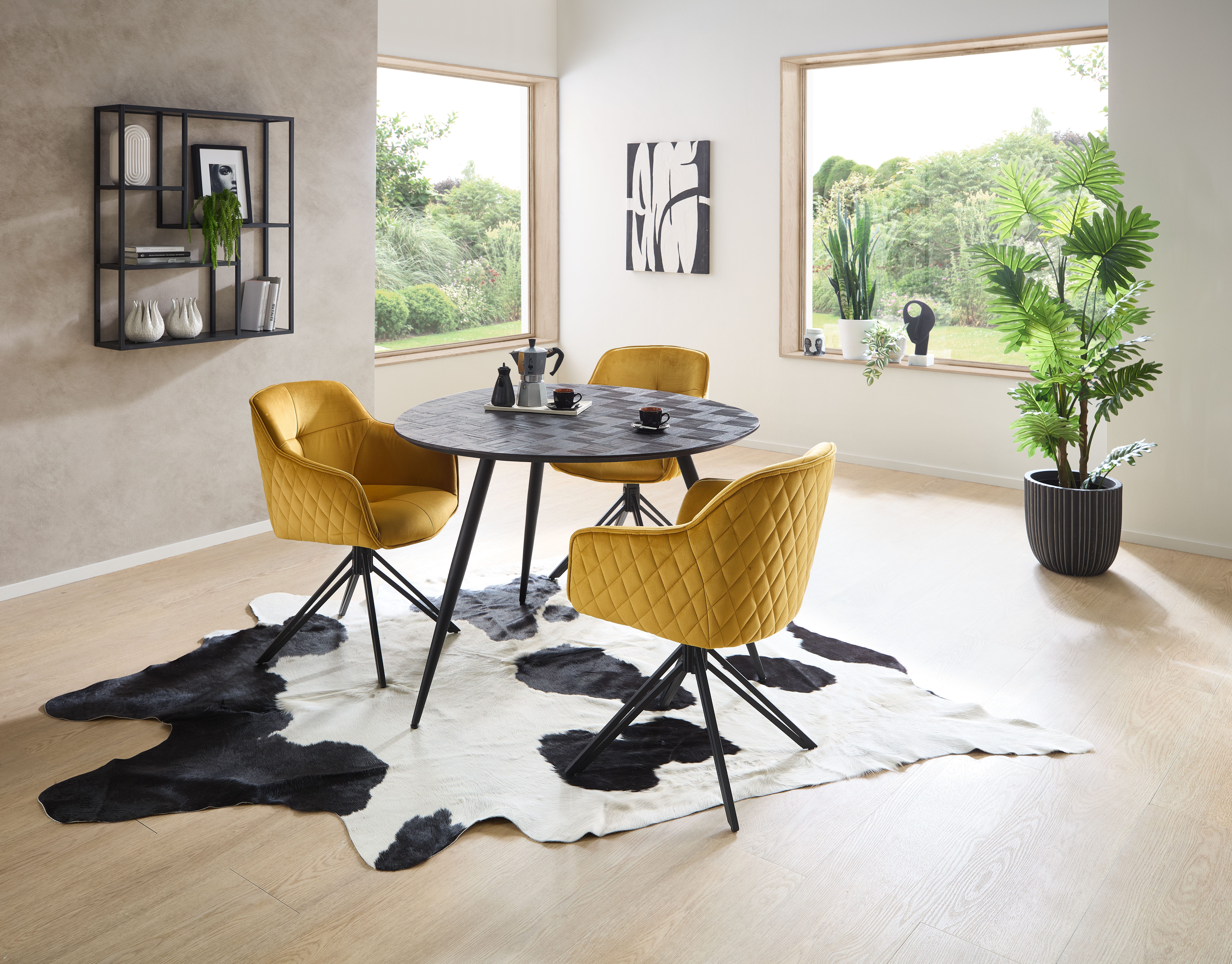Stolkom Eettafel JOE Gerecycled massief teak, tafel met mozaïekpatroon