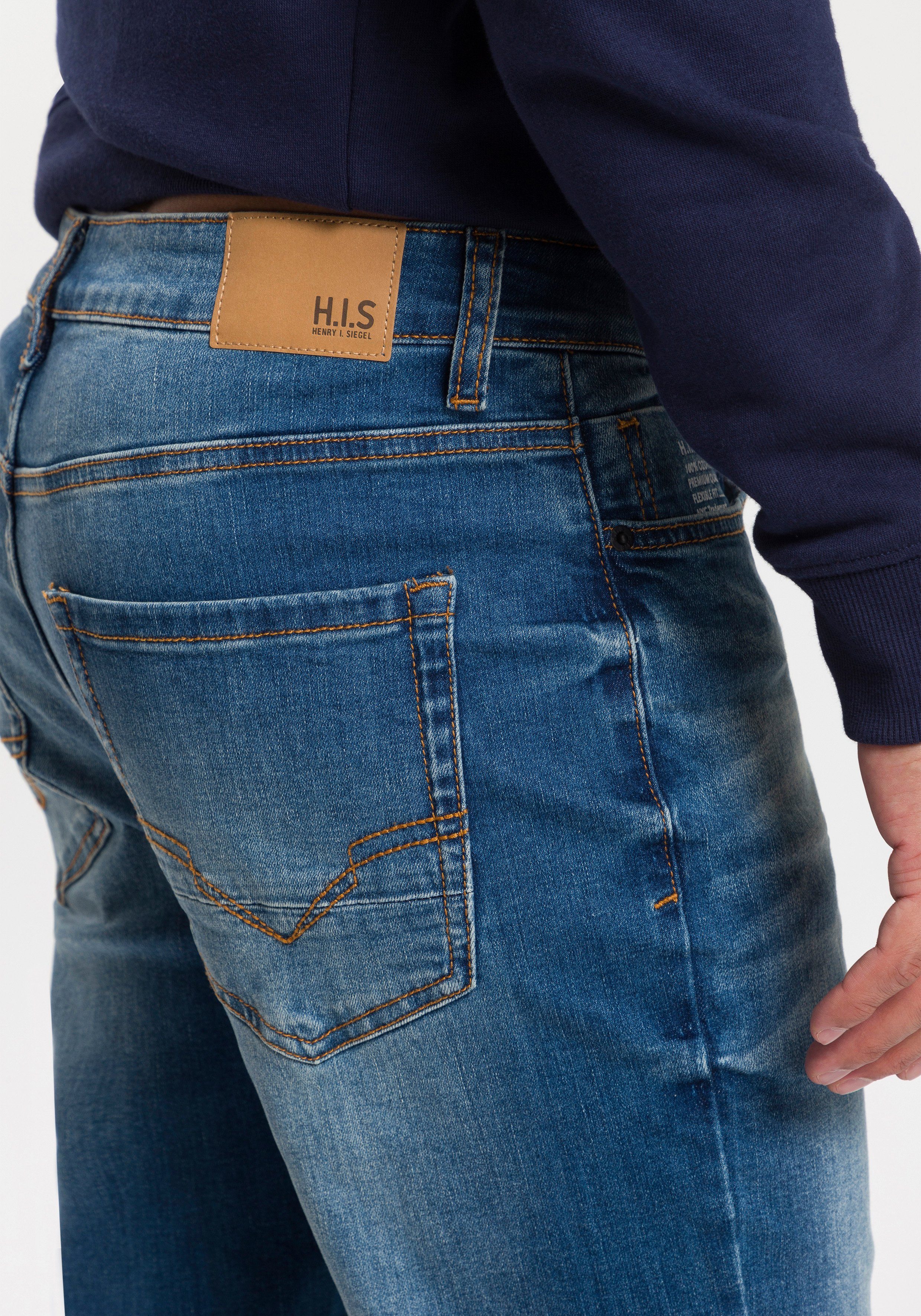 H.I.S Straight jeans DIX rechte pasvorm, lage taille, used-wassing