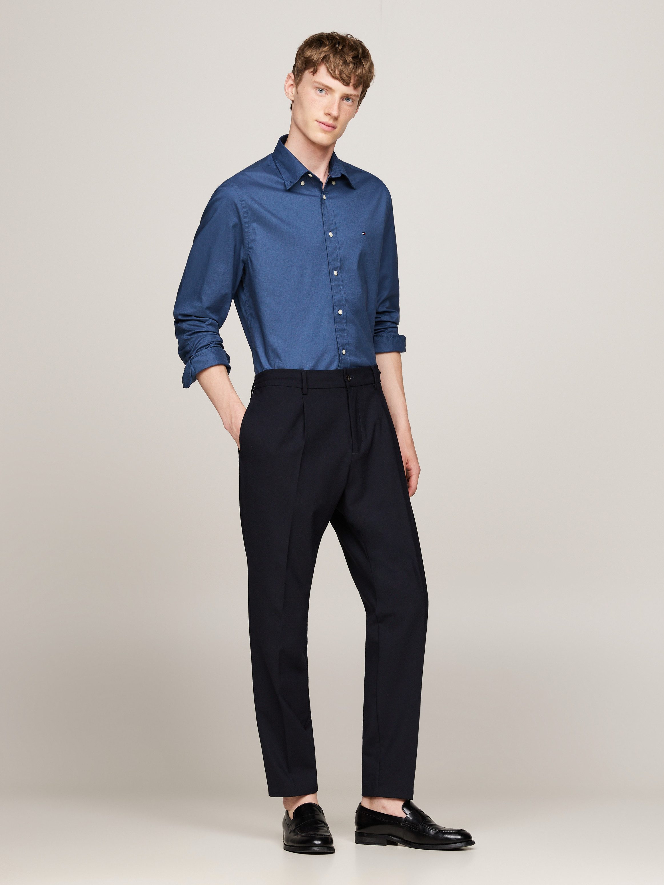 Tommy Hilfiger Overhemd met lange mouwen FLEX POPLIN RF SHIRT met labelschild binnenin de knoopsluiting (1-delig)