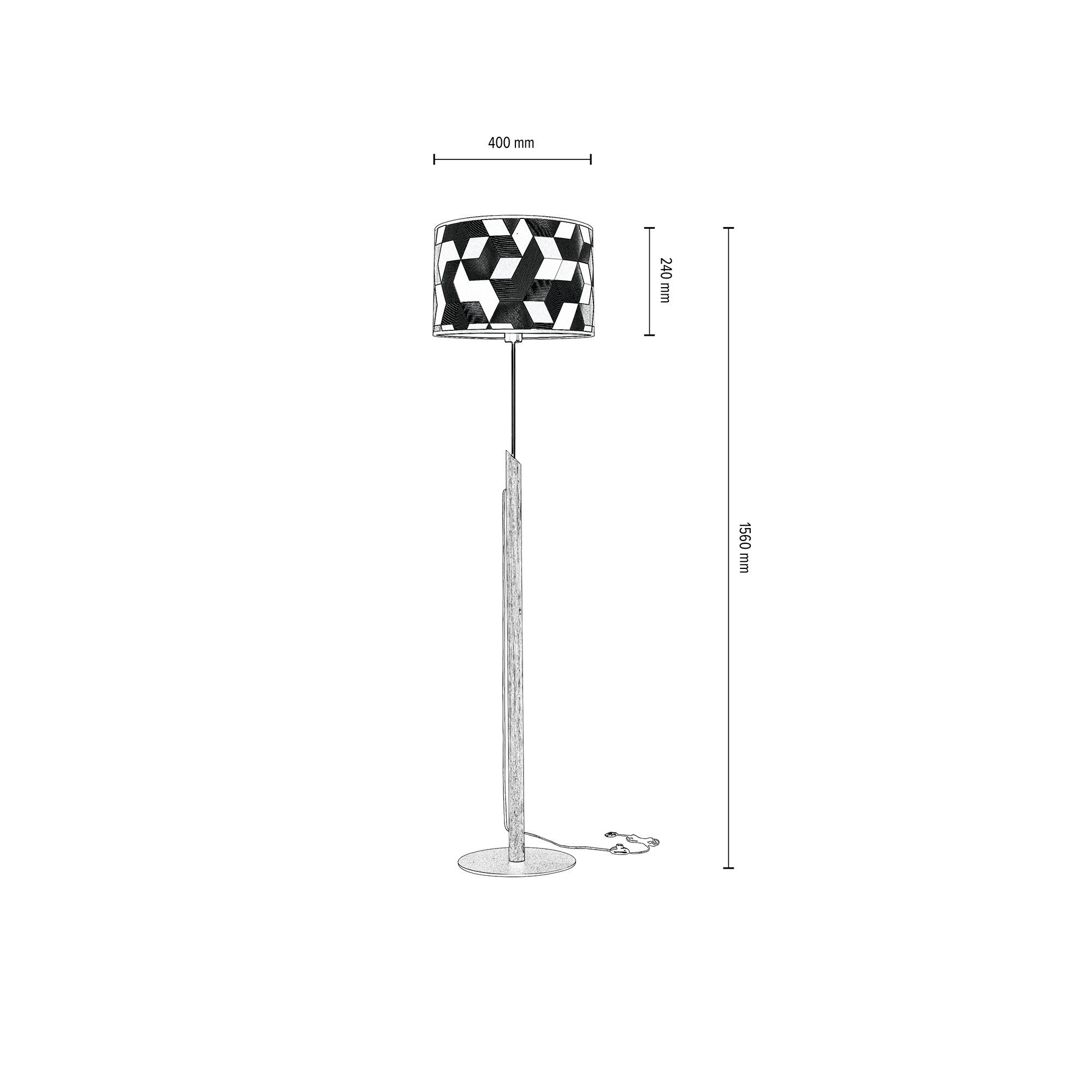 BRITOP LIGHTING Staande lamp ESPACIO Van eikenhout met FSC®-certificaat, kap van gelamineerd materiaal