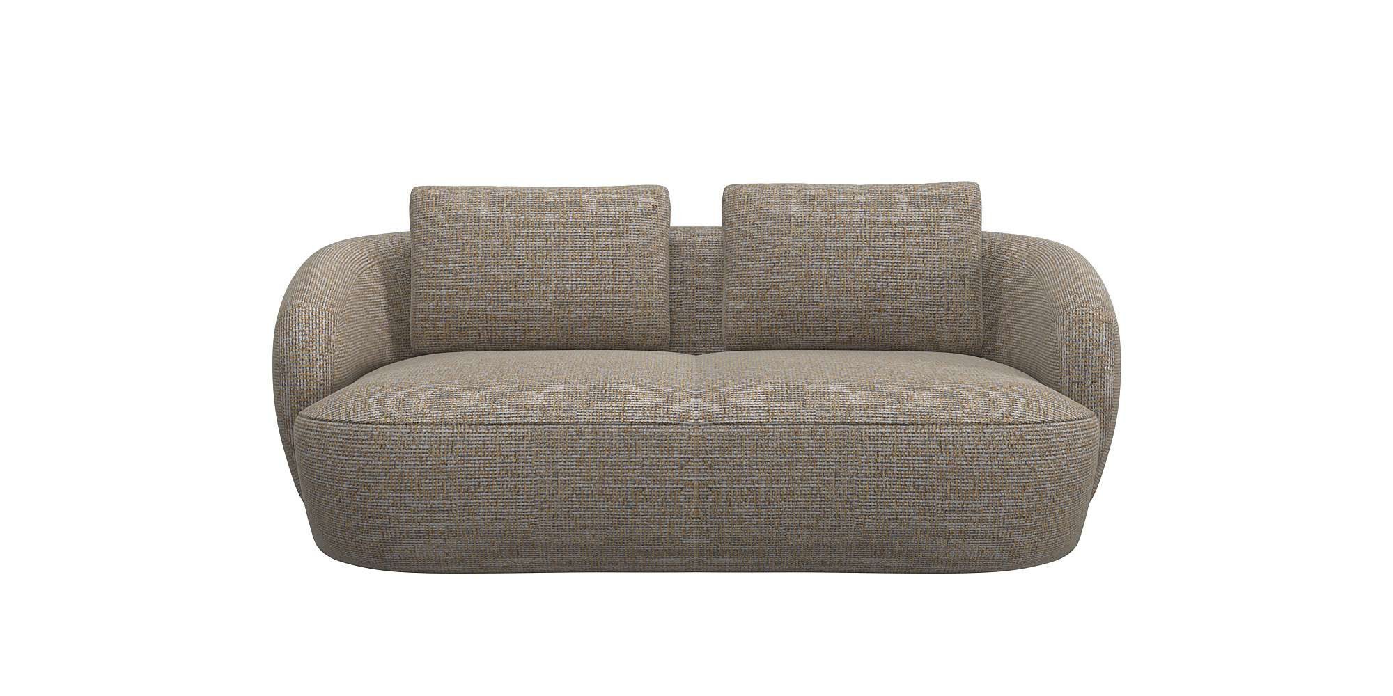 FLEXLUX 2,5-zits Torino, rond, bank, loveseat Modern, organisch bankontwerp, koudschuim, golfvering geel, 2-zitsbanken