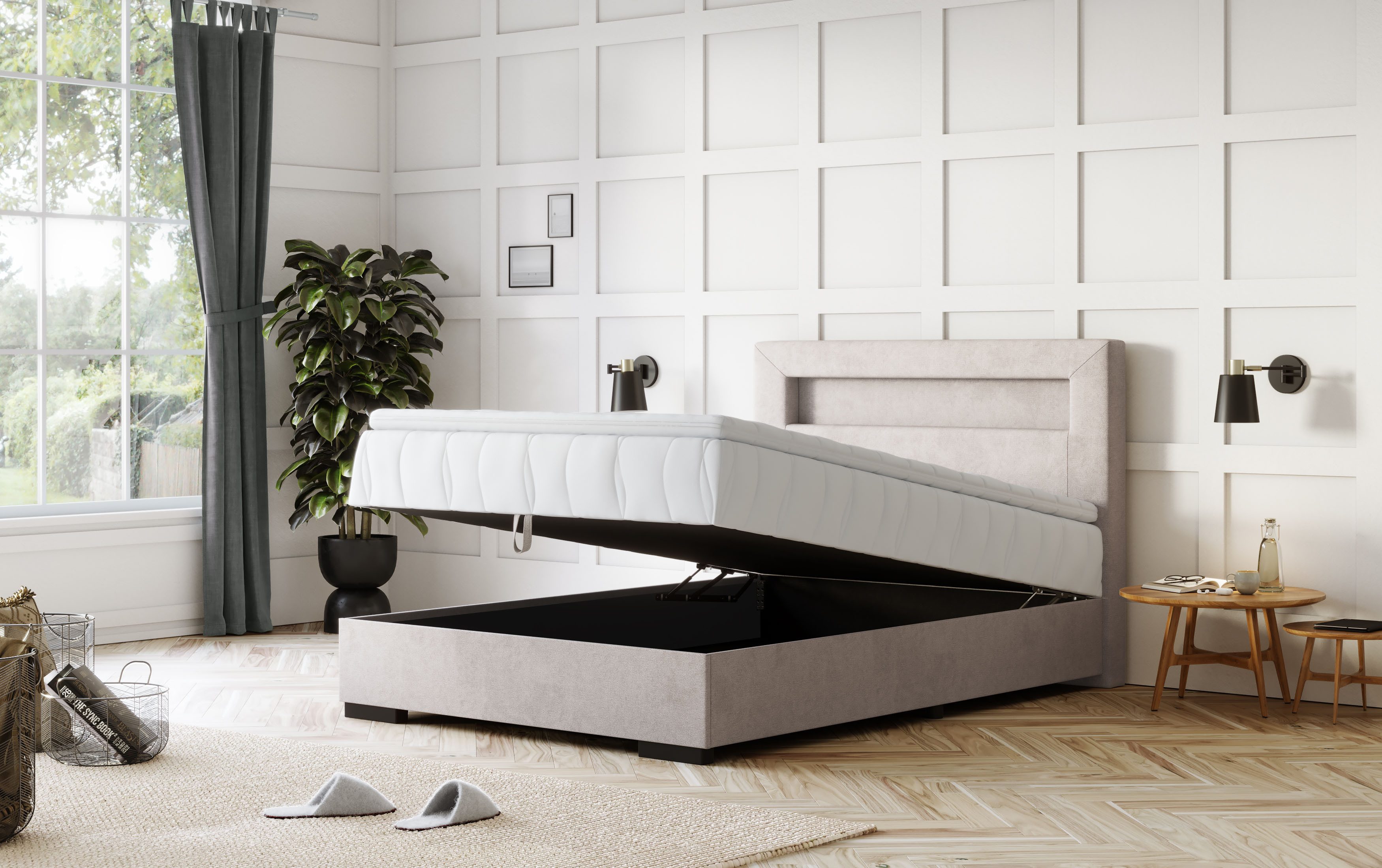 COTTA Boxspring Kelly uitgerust met led-licht, incl. bedlade