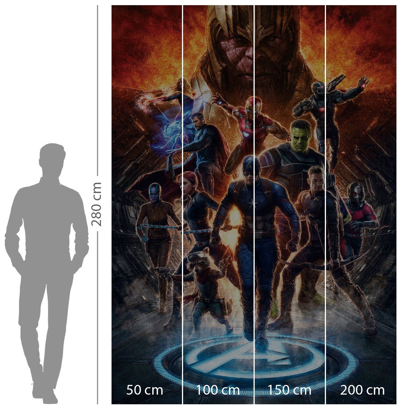 Komar Vliesbehang Digitale print vlies - Avengers vs Thanos - Afmeting 200 x 280 cm