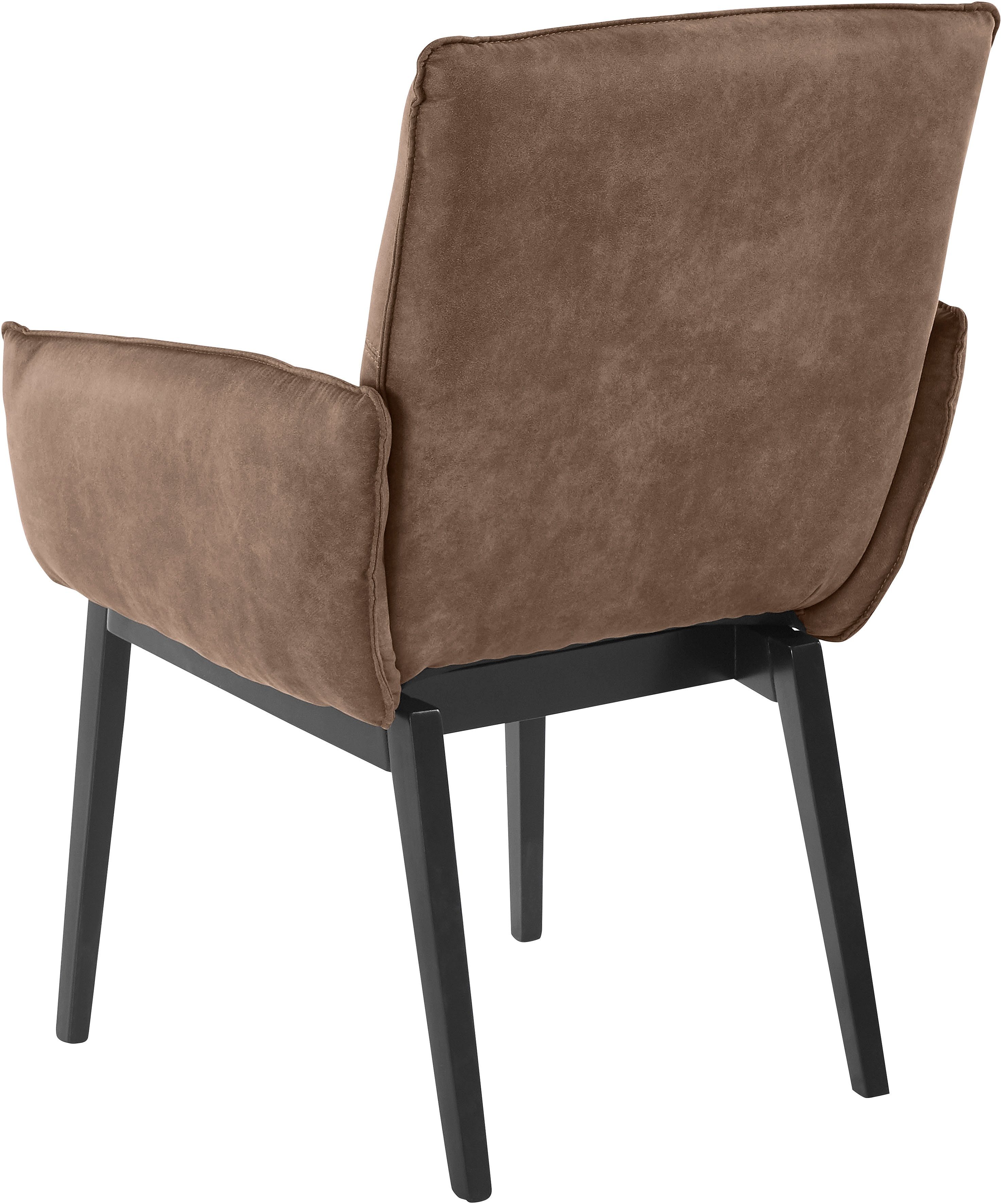 Home affaire Stoel met armleuningen Model 6 Bekleding van microvezel of leer, frame is beuken in zwart gelakt (2 stuks)