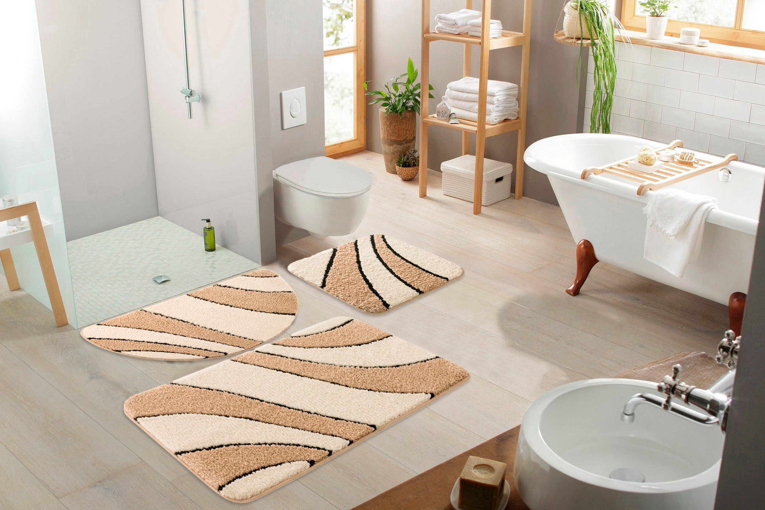 my home Badmat Anna, badmat, badkamer tapijt Badkleed, hoog-laag effect, modern, zacht, golven (1 stuk)