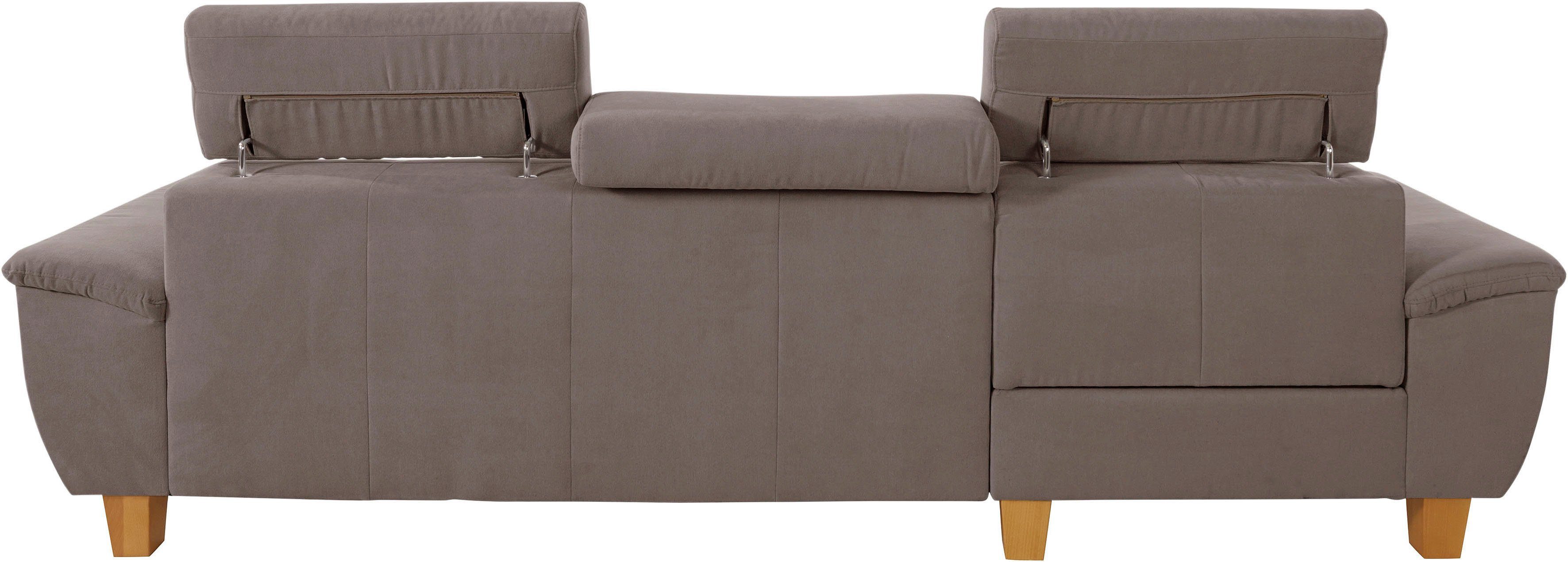 exxpo - sofa fashion Hoekbank Enya, uitgebreide afwerking, hoog zitcomfort, comfortabel, L-vorm inclusief verstelbare hoofdsteun, naar keuze met slaapfunctie en bedkist