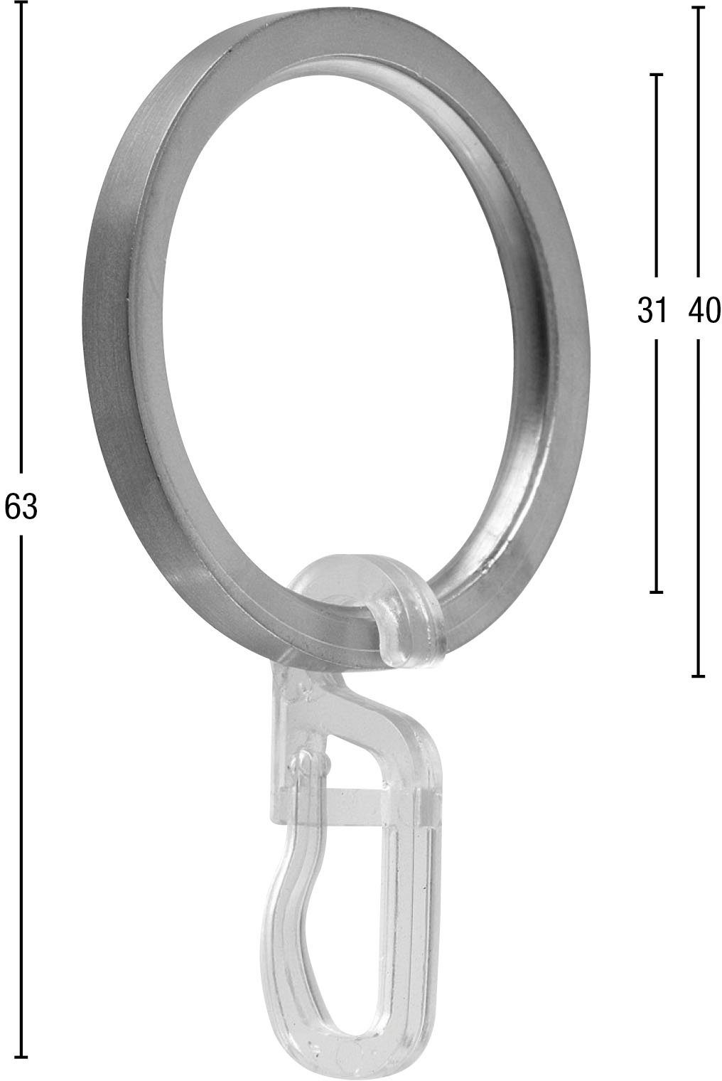 GARESA Gordijnring Platte ring met haak voor diameters tot 20 mm, eenvoudige montage (20 stuks)