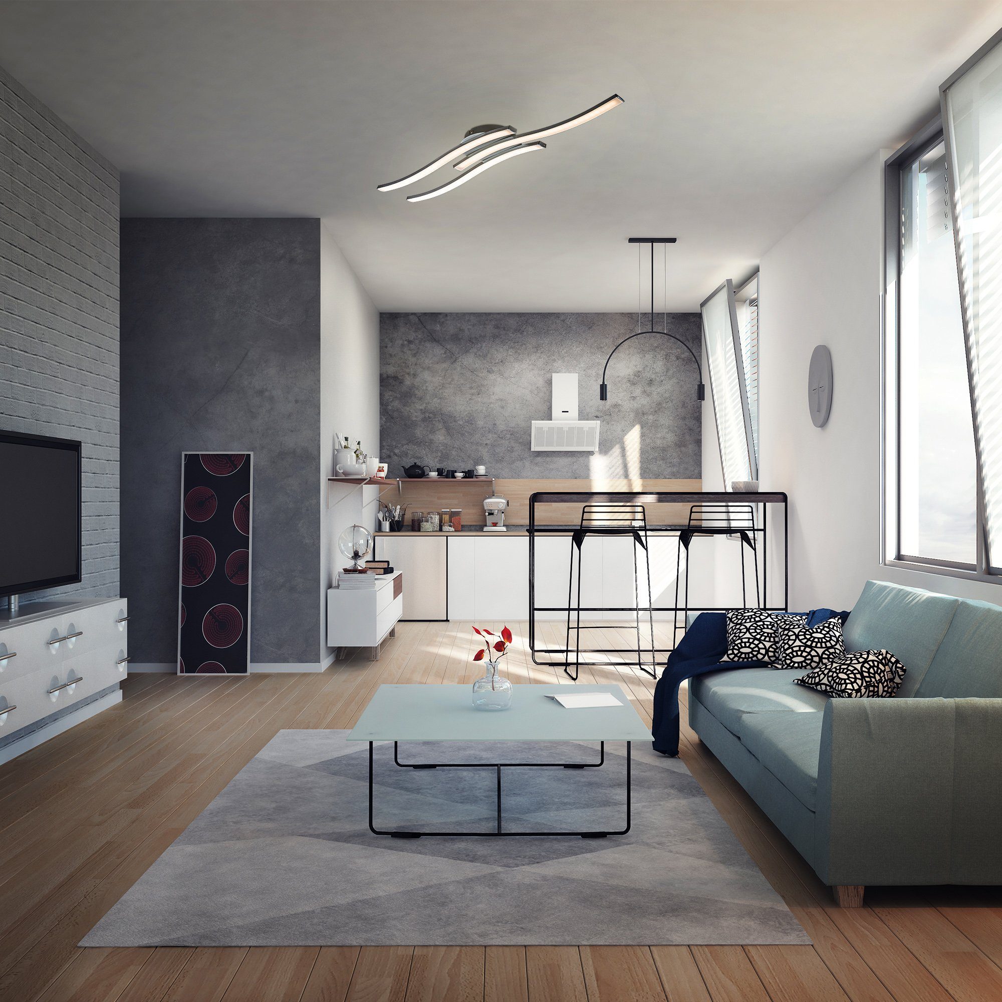 B.K.Licht Led-plafondlamp LED design plafondlamp woonkamer modern acrylwit aluminiumlook 6 Watt