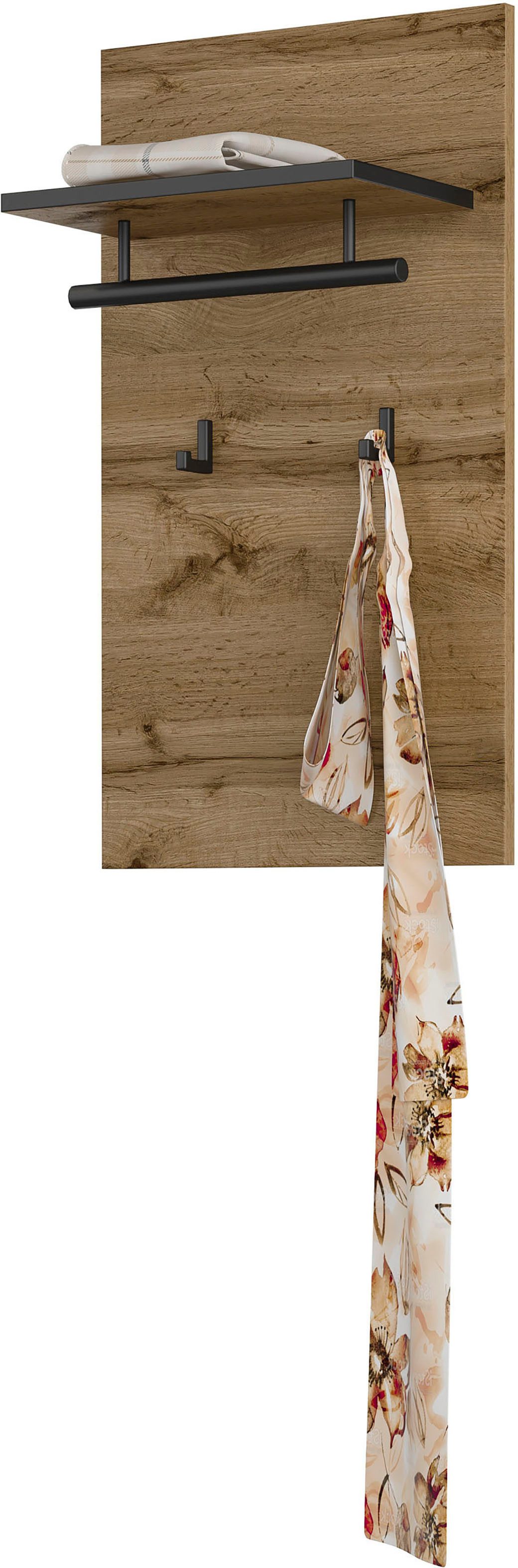 INOSIGN Kapstokpaneel Cross,Breedte 40 cm moderne wandplank met haken en kledingstang