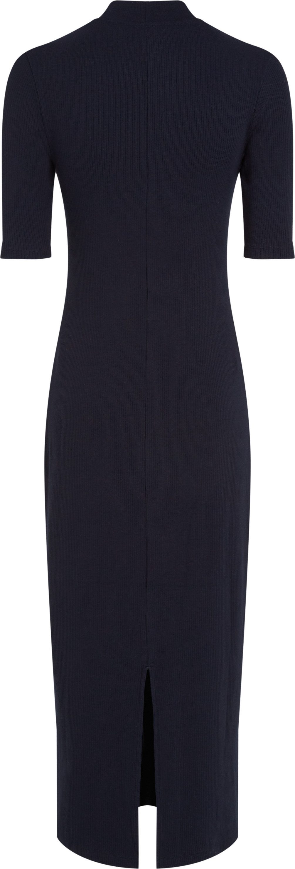 Tommy Hilfiger Midi-jurk SLIM 5X2 RIB MIDI DRESS 1 2 met geribbelde structuur logo-borduursel
