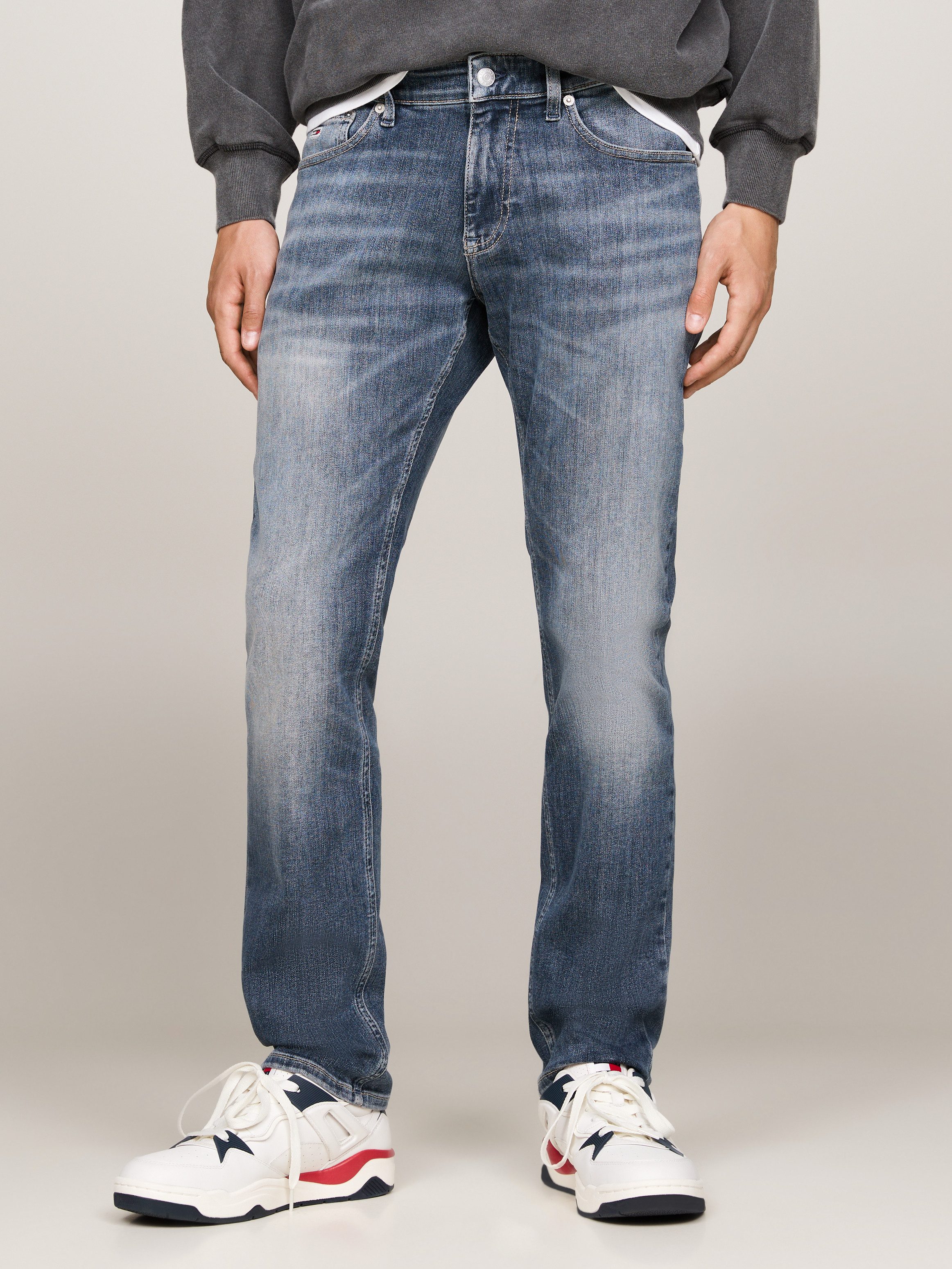 TOMMY JEANS Slim fit jeans SCANTON SLIM met gestempeld logo heren slim fit jeans maat 38 blauw