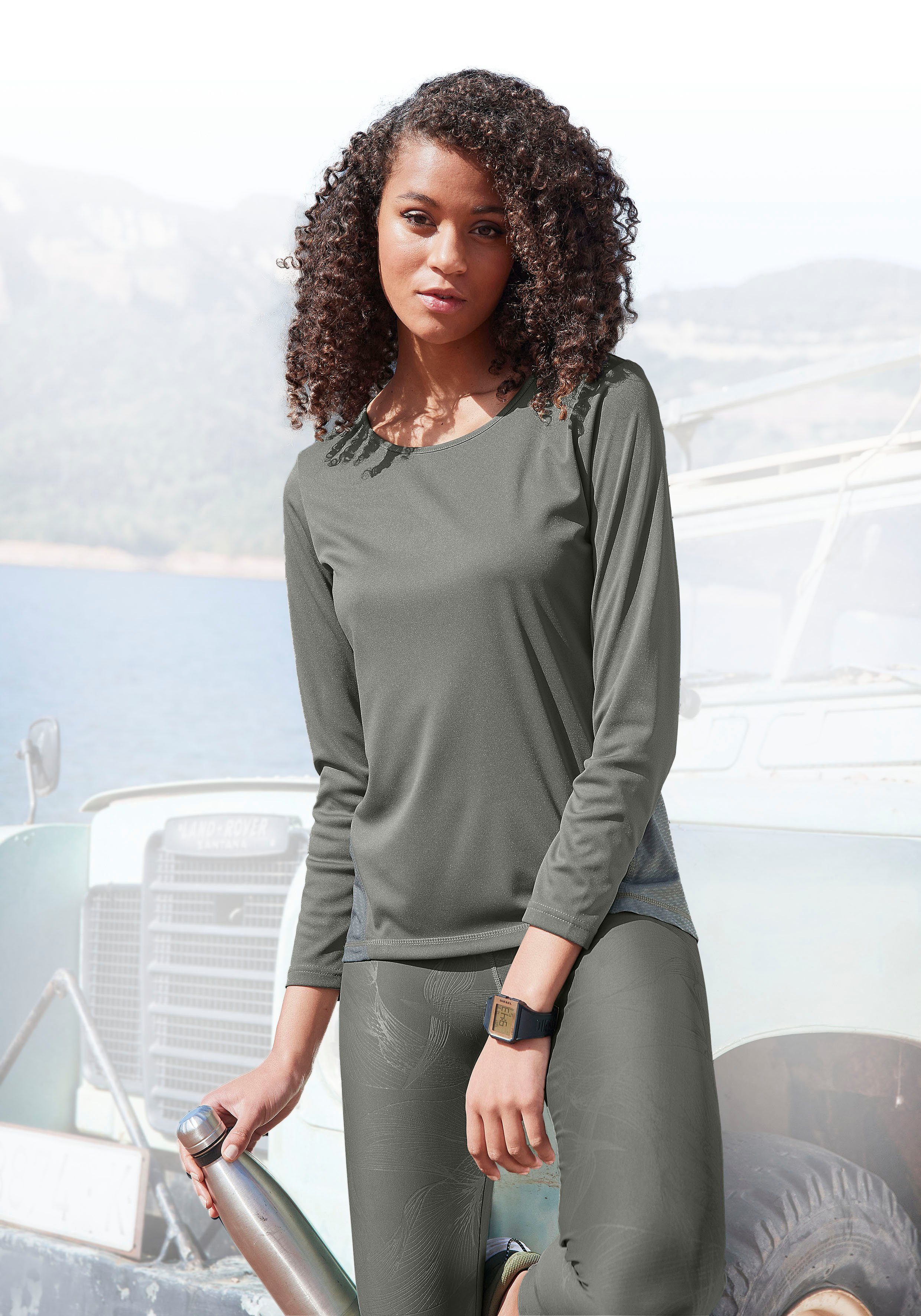 active by Lascana Functioneel shirt met mesh-inzet