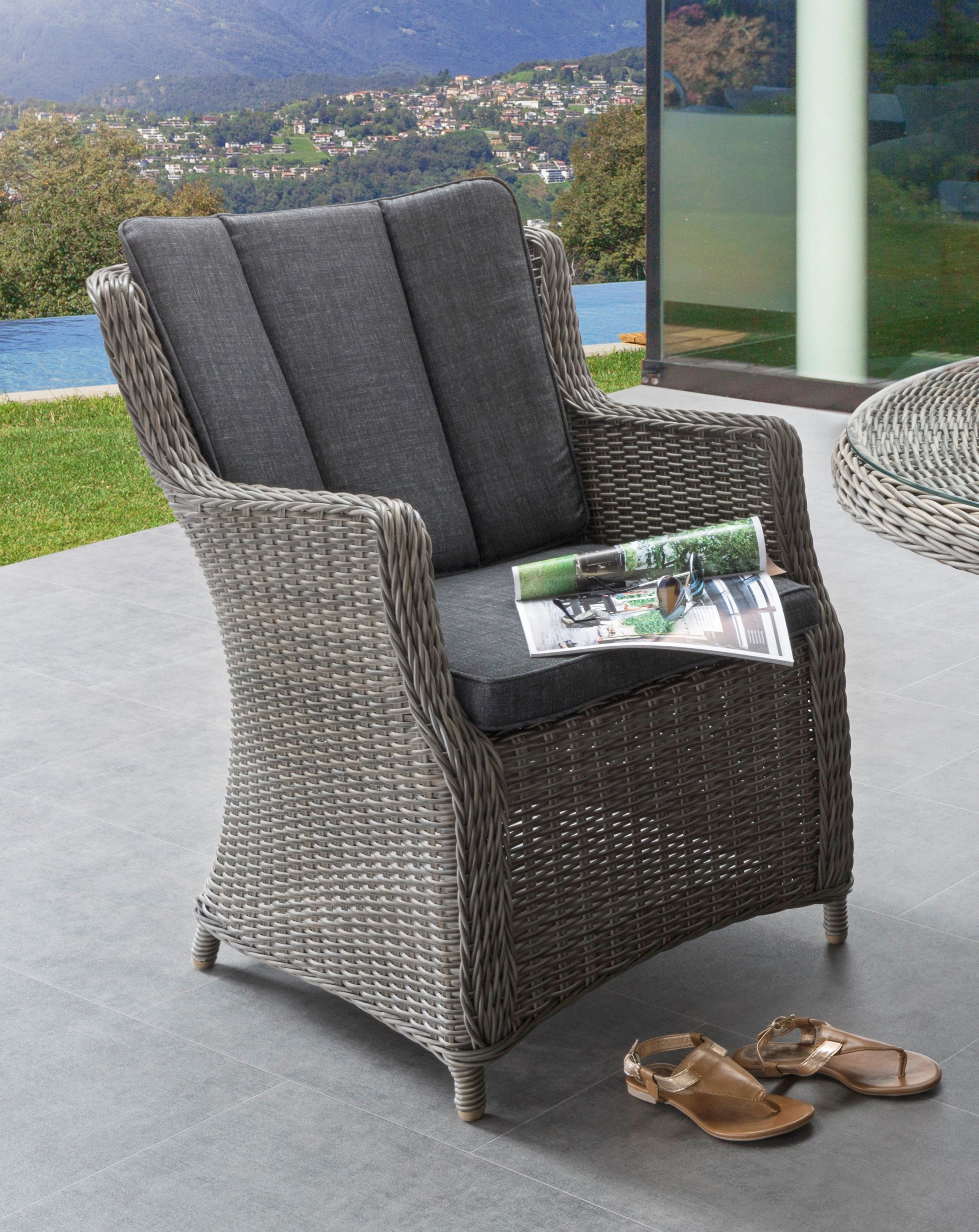 Destiny Tuinset LUNA CASA Polyrotan, fauteuil met voetenbankje, incl. kussens (set, 4-delig)