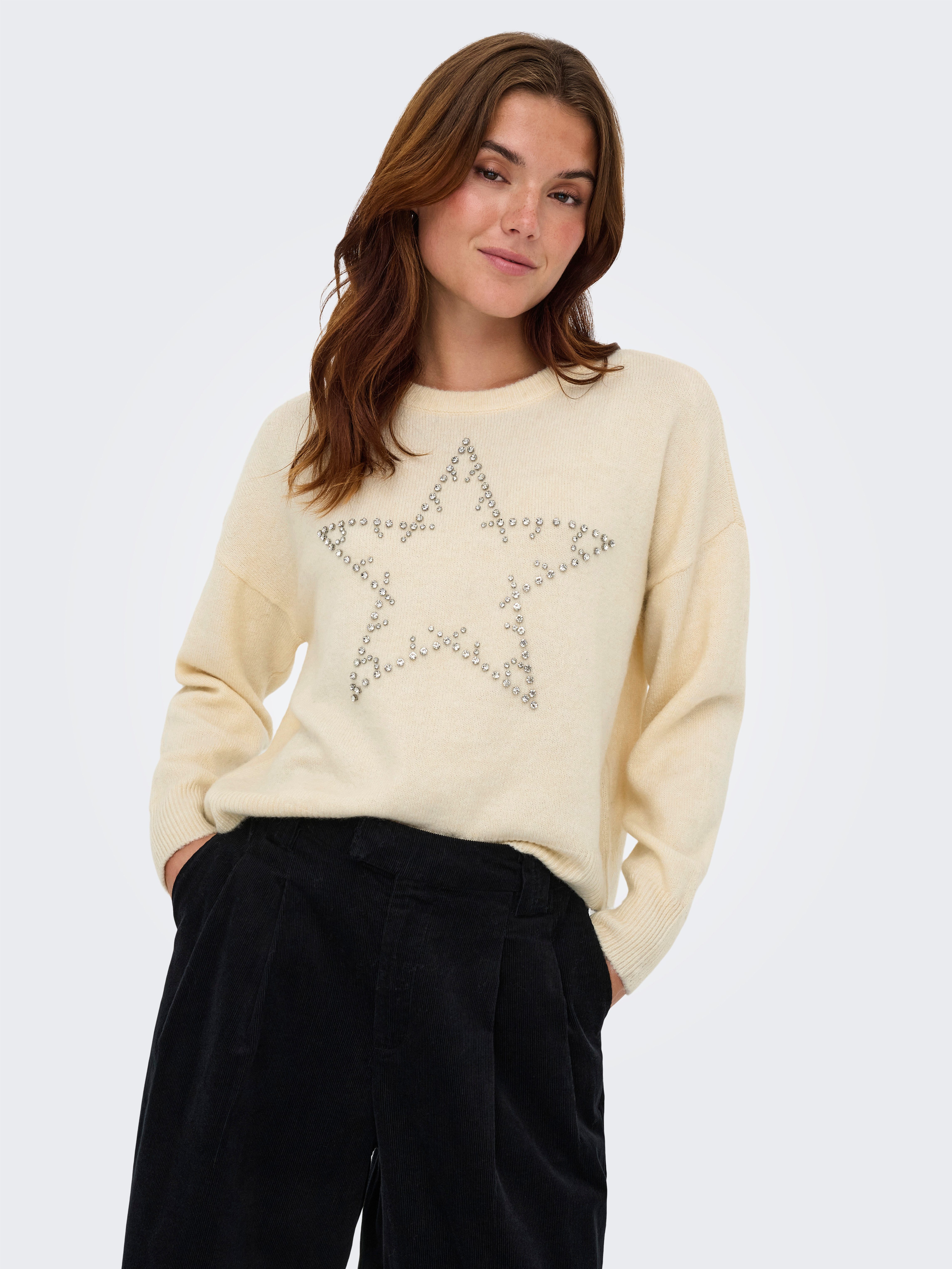 Only Gebreide trui ONLRENATA LS O-NECK BLING KNT