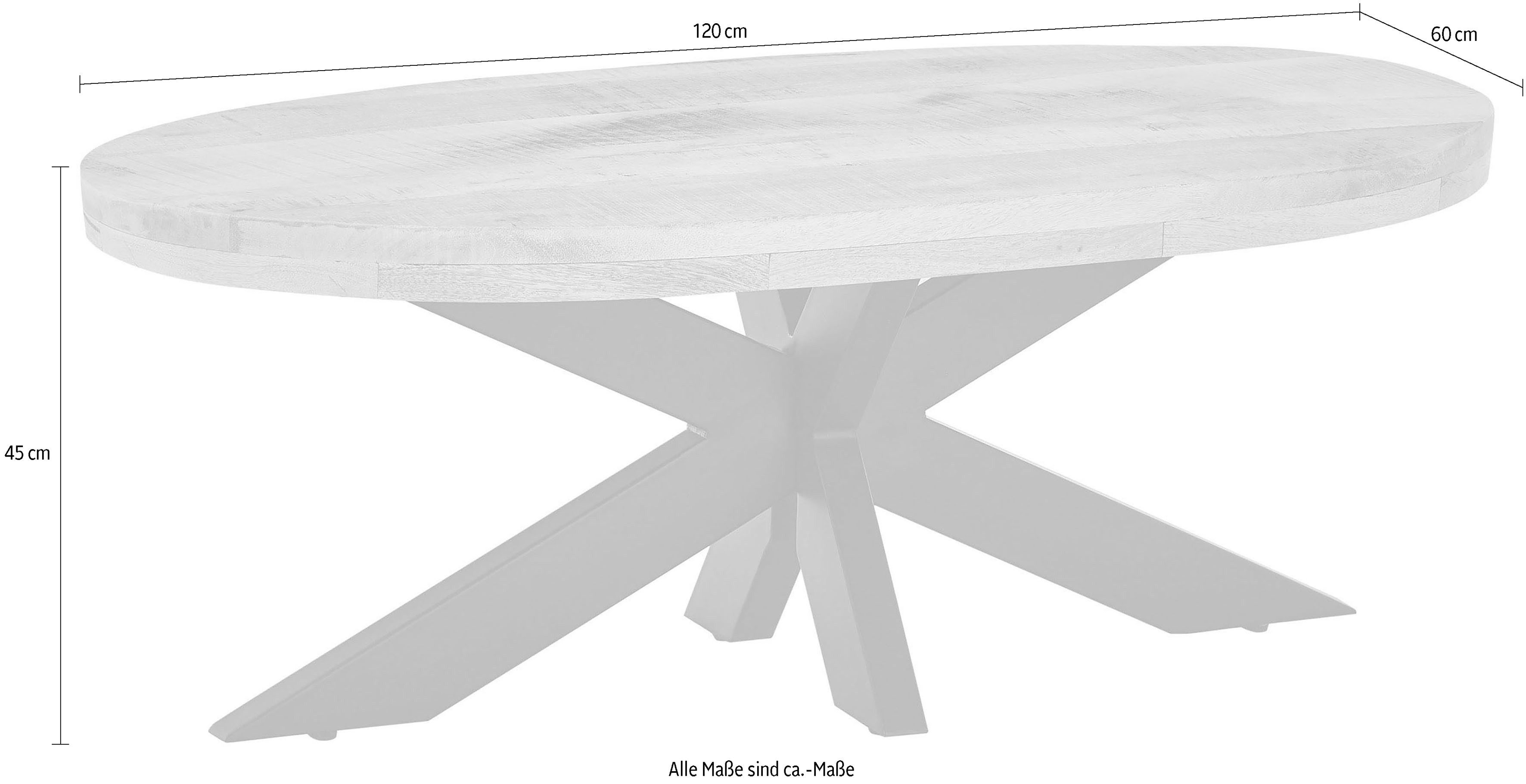 Stolkom Salontafel Mumbai Massief mango hout, tafel met ovale tafelblad