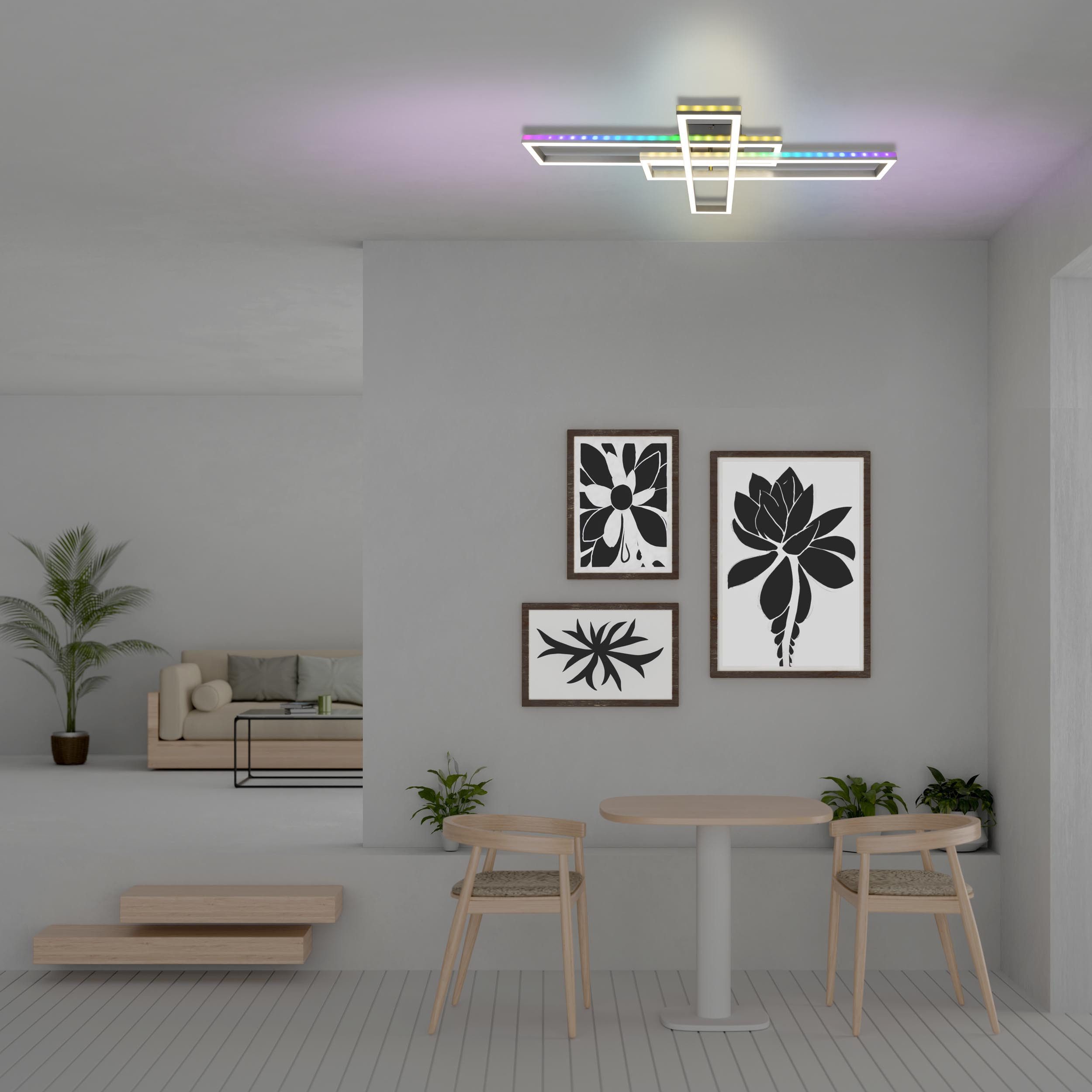 näve Led-plafondlamp BANTRY CCT, RGB-backlight, dimbaar, geheugen, tijdschakelaar, nachtlicht (1 stuk)