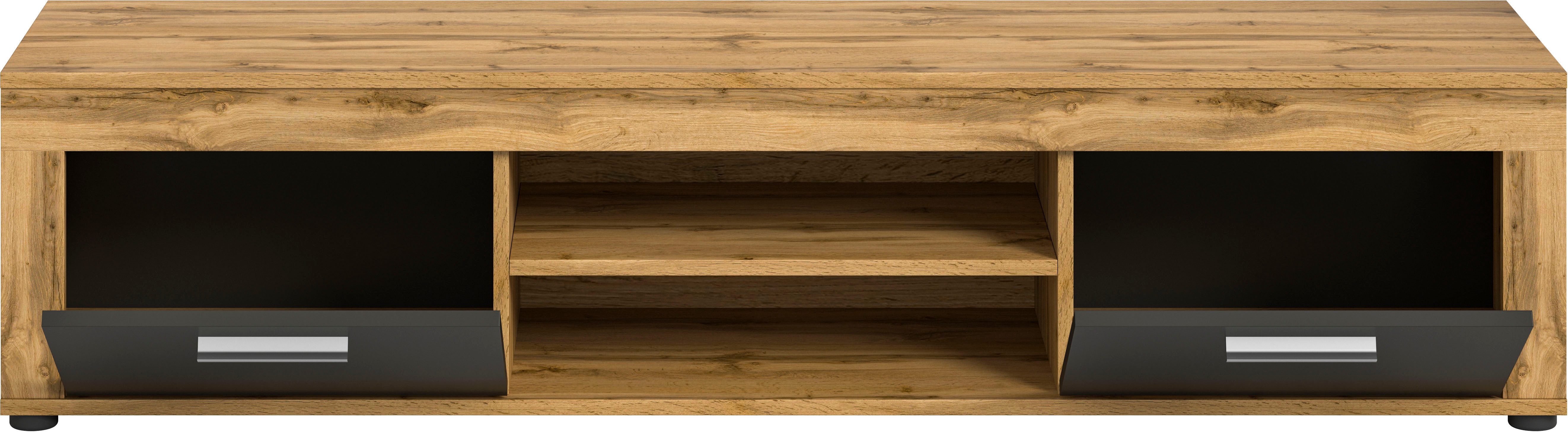 INOSIGN Tv-meubel Aosta, breedte 160 cm, in verschillende kleuruitvoeringen met 2 kleppen en 2 open vakken, tv-bord, mediabord, tv-meubel