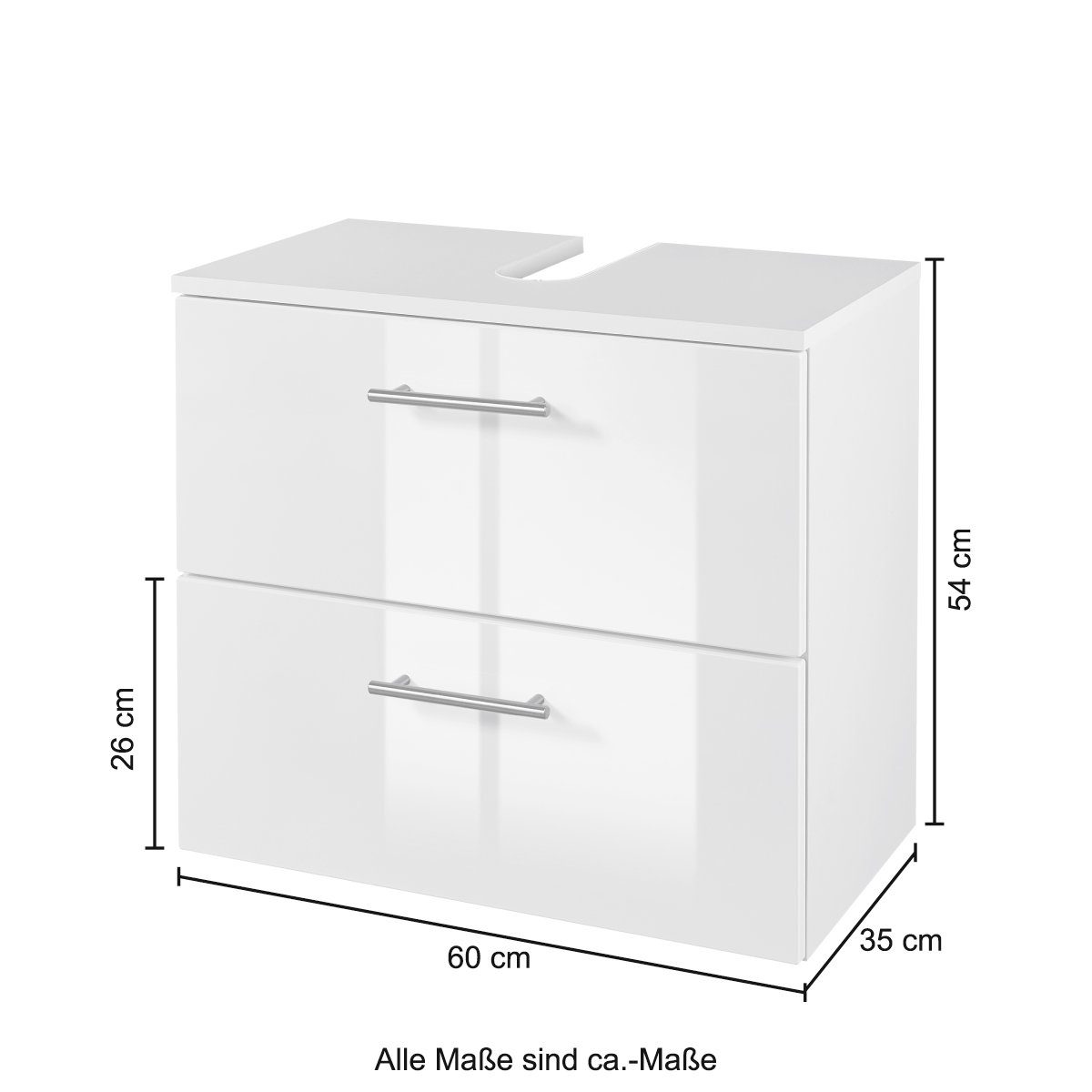 welltime Wastafelonderkast Trento Badkamermeubel, breedte 60 cm, wastafelkast met poten, Made in Germany