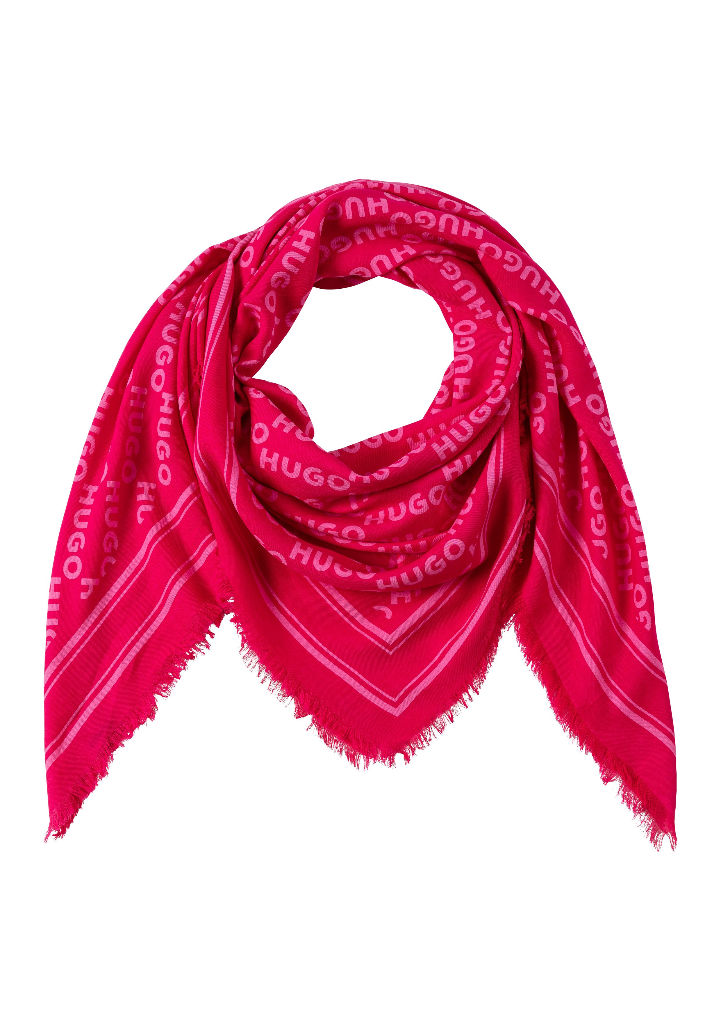 HUGO Modieus sjaaltje Alycia_120*120 met hugo logoprints dames sjaals roze