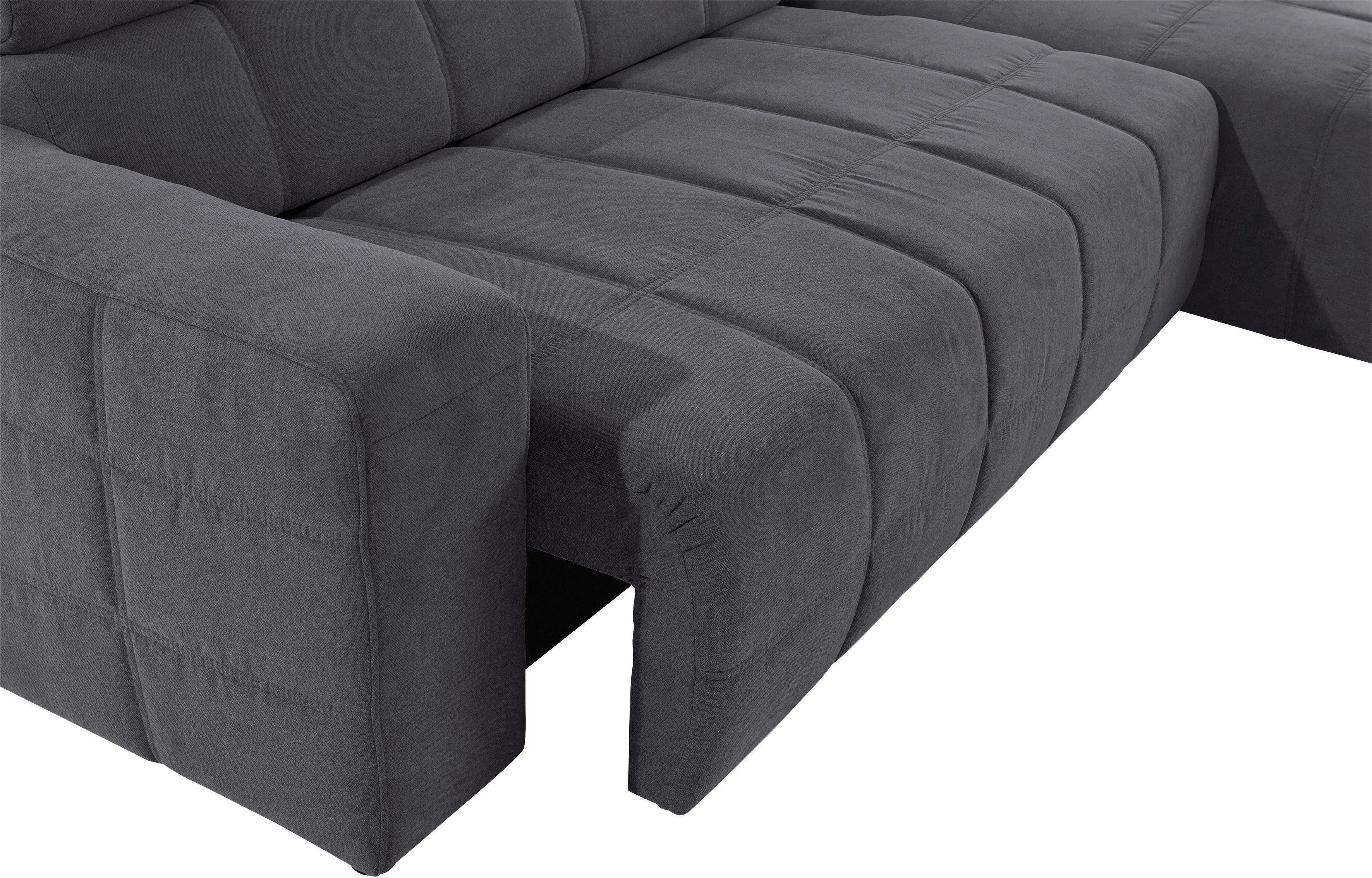 DOMO collection Hoekbank Brandon B/D/H: 289/177/80 cm, keuze met zitdiepteverstelling, L-vorm