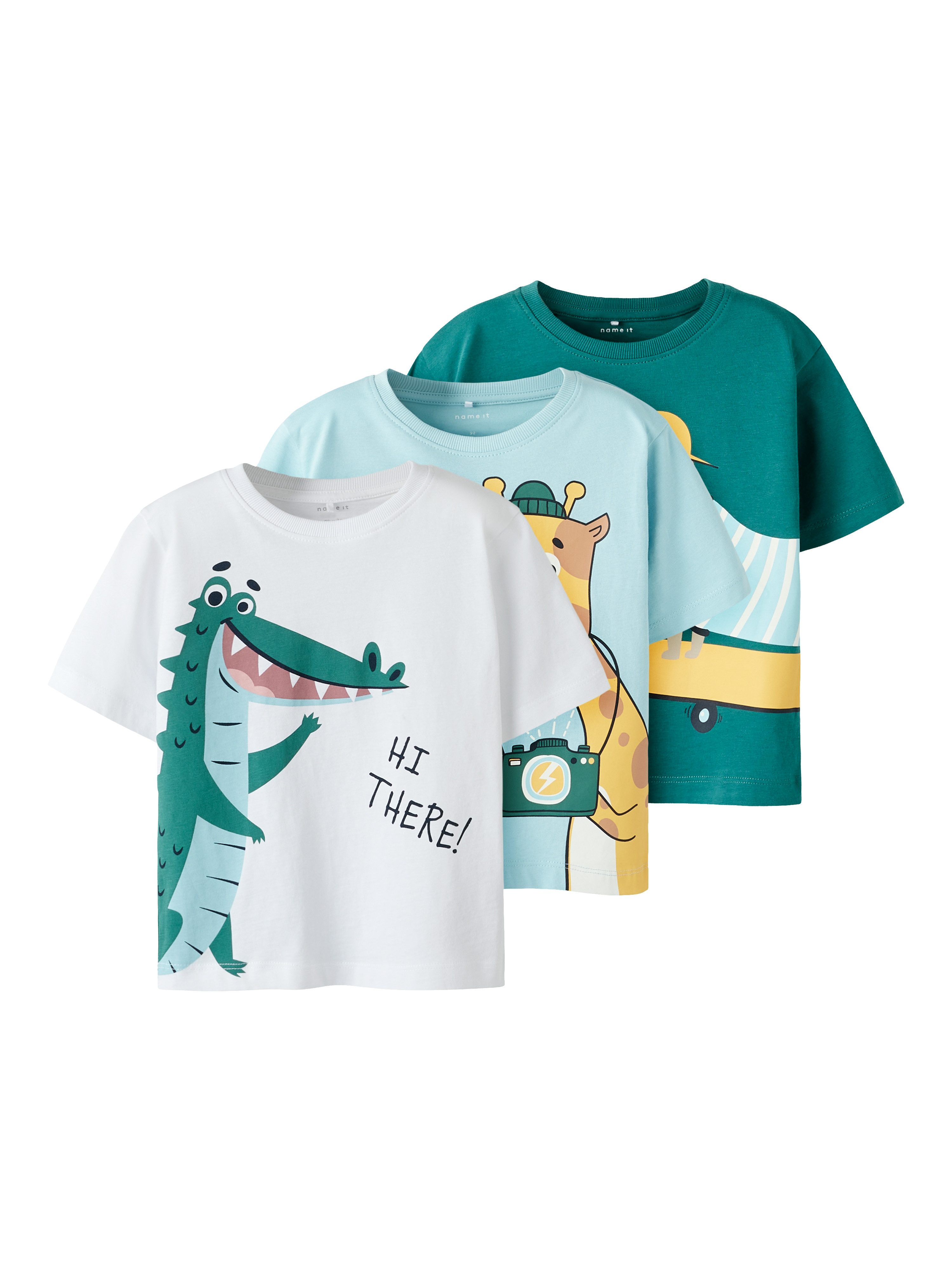 Name It T-shirt NMMHELGE 3P SS NREG TOP PB jongens t-shirts maat 92 wit
