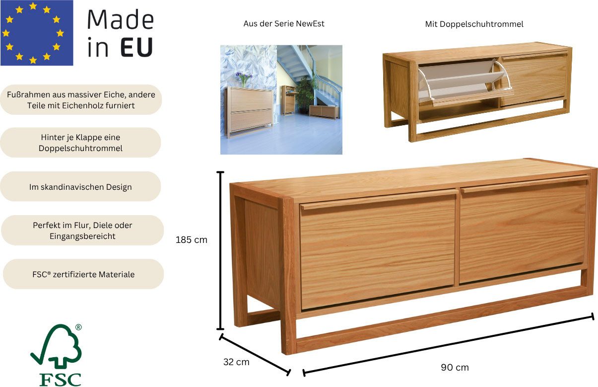 Woodman Zitbank NewEst in scandinavisch design, houtfineer van eiken