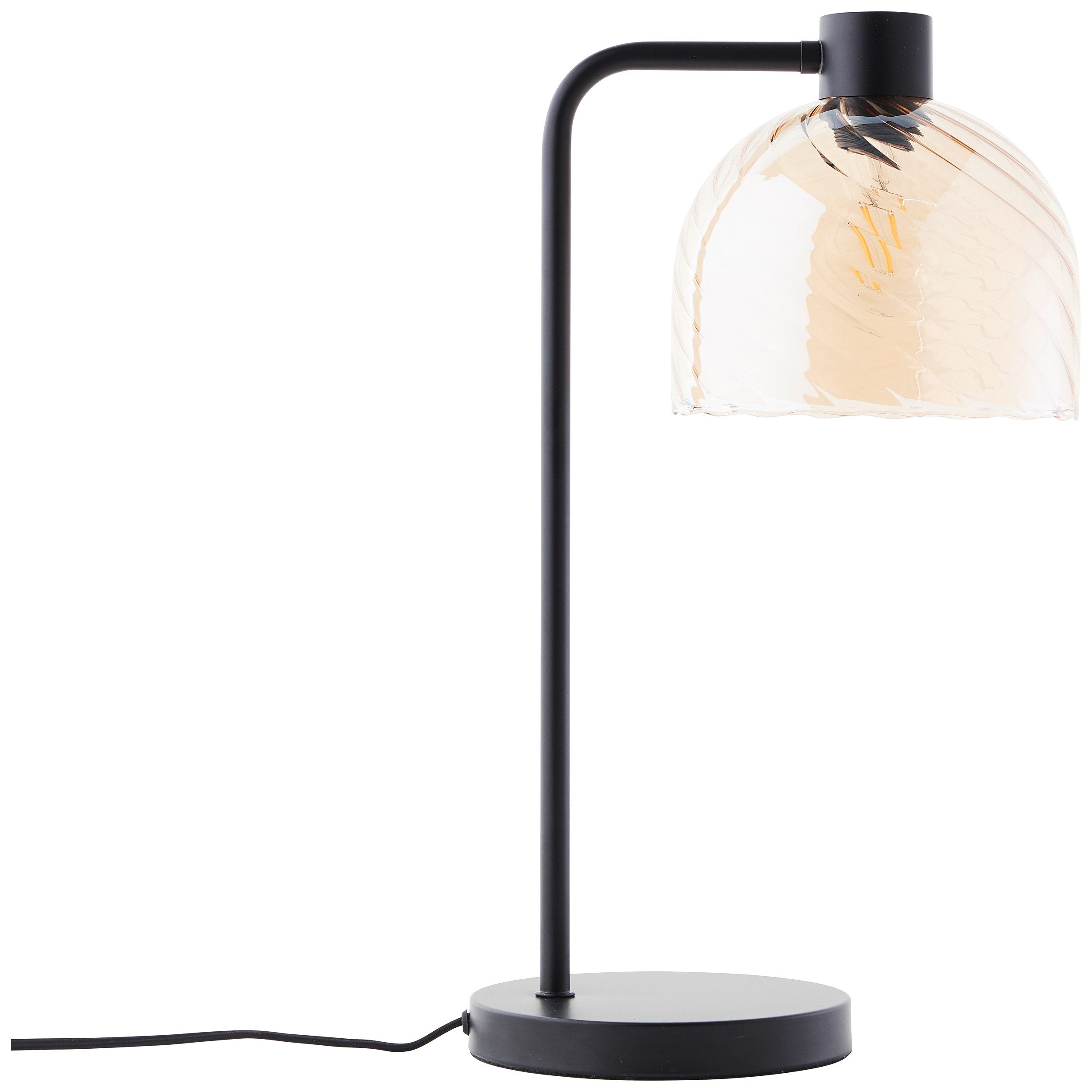 Brilliant Leuchten Tafellamp Casto 50 x 29 cm, e27, amberkleurig glas, zwart metaal