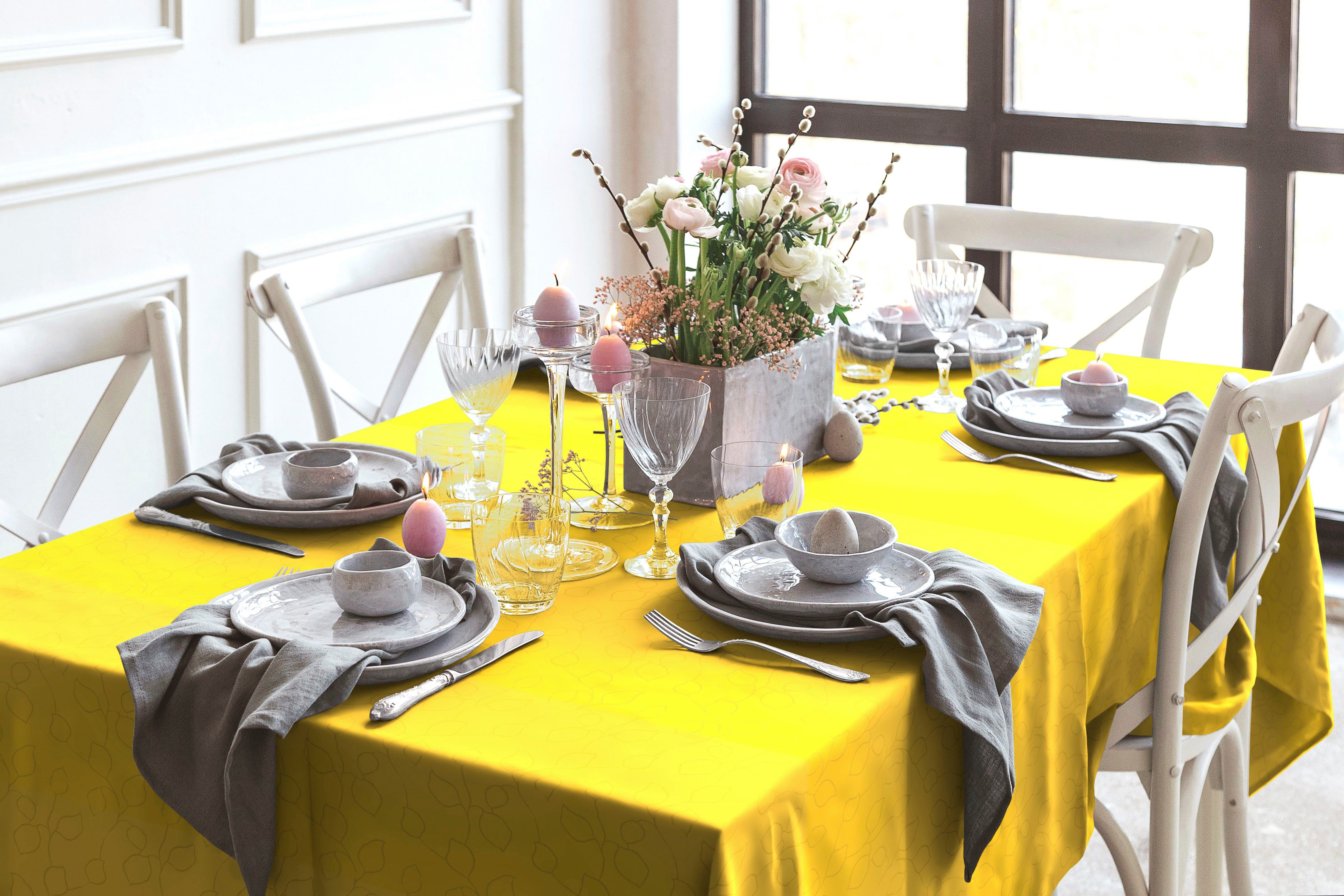 Wirth Tafellaken Westport Made in Germany, Jacquard decoratiestof, bladontwerp, onderhoudsvriendelijk (1 stuk)