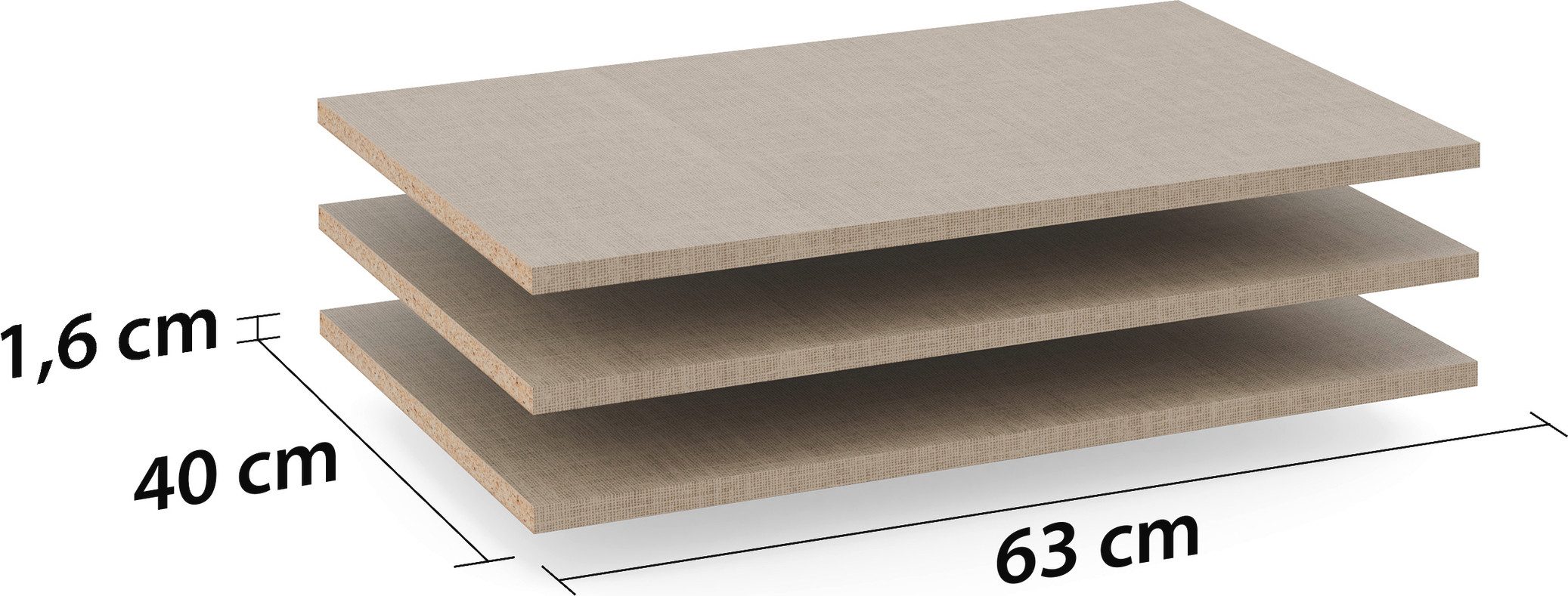 Plank Paully 3-set breedte 63 cm voor kasten van de serie paully