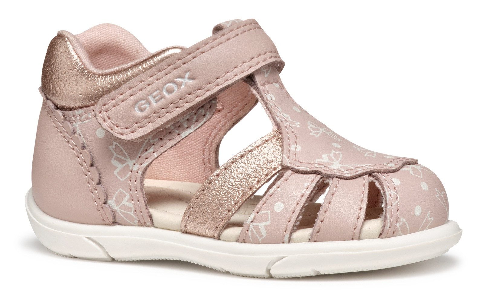 Geox Babyschoentjes B SANDAL ZAPITO GIRL , glitter sandaal, klittenbandschoen, babyschoen in metallic look meisjes meisjes maat 26 roze