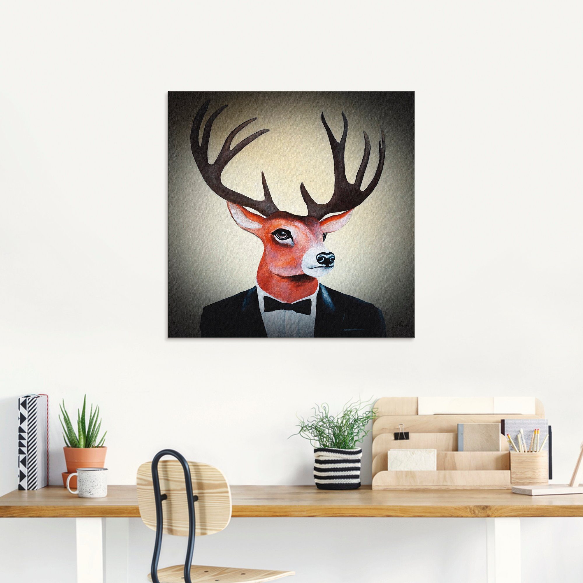 Artland Print op glas Undercover hert in verschillende maten