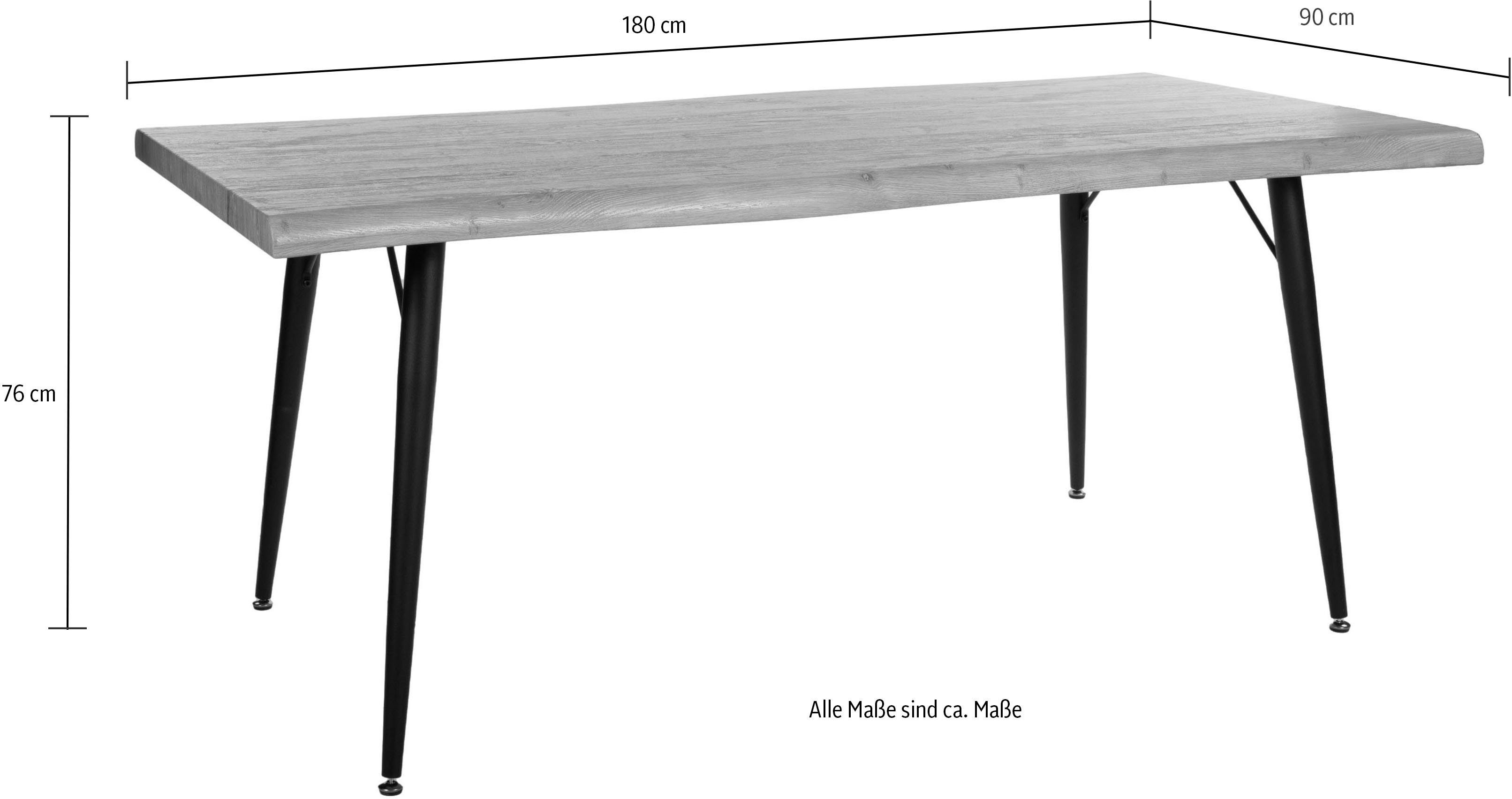 Duo Collection Eettafel Tailin tafel met boomrand Massief metalen frame, draagvermogen tot 100 kg