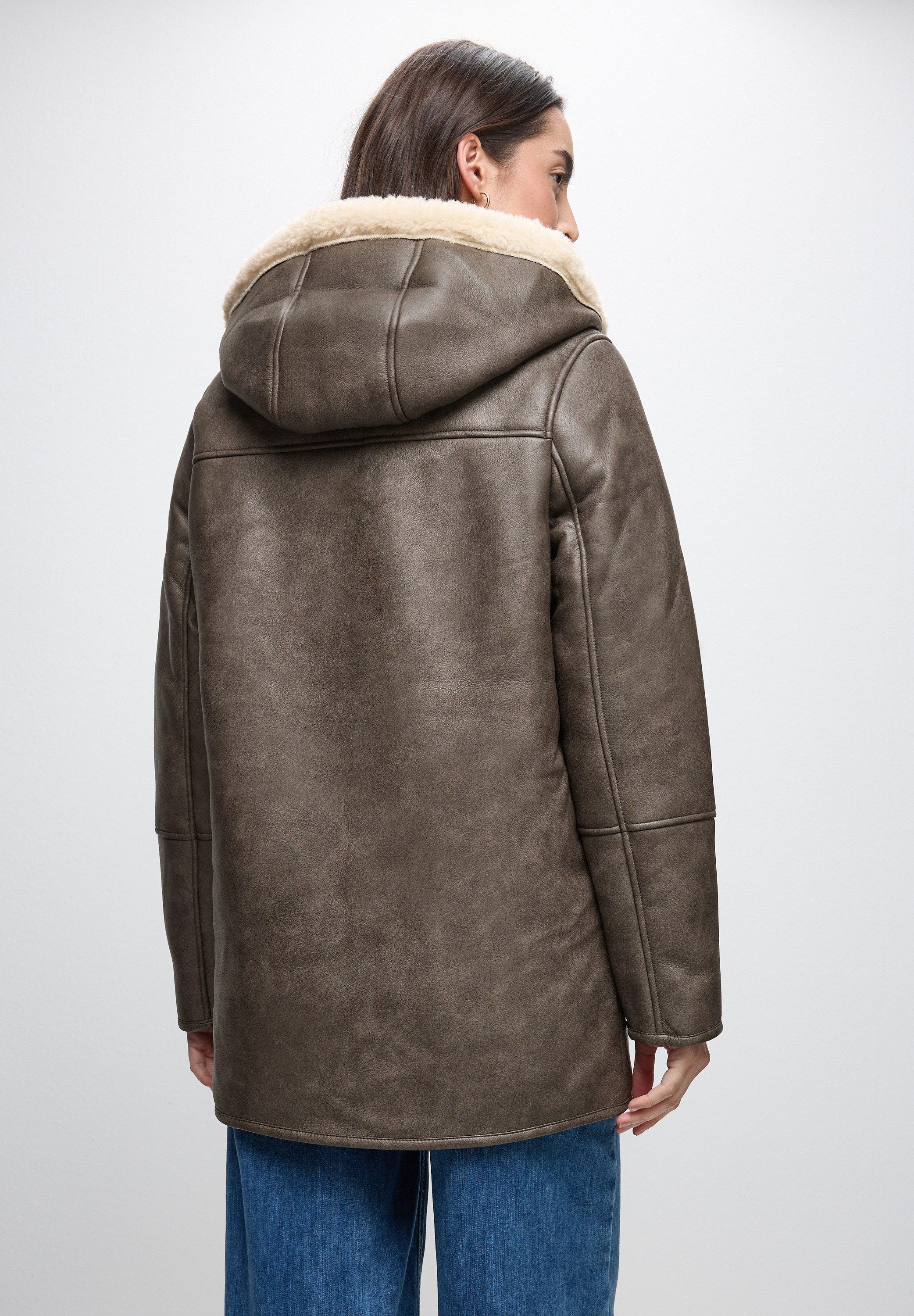 STREET ONE Imitatieleren jack in lederlook en met fake fur details