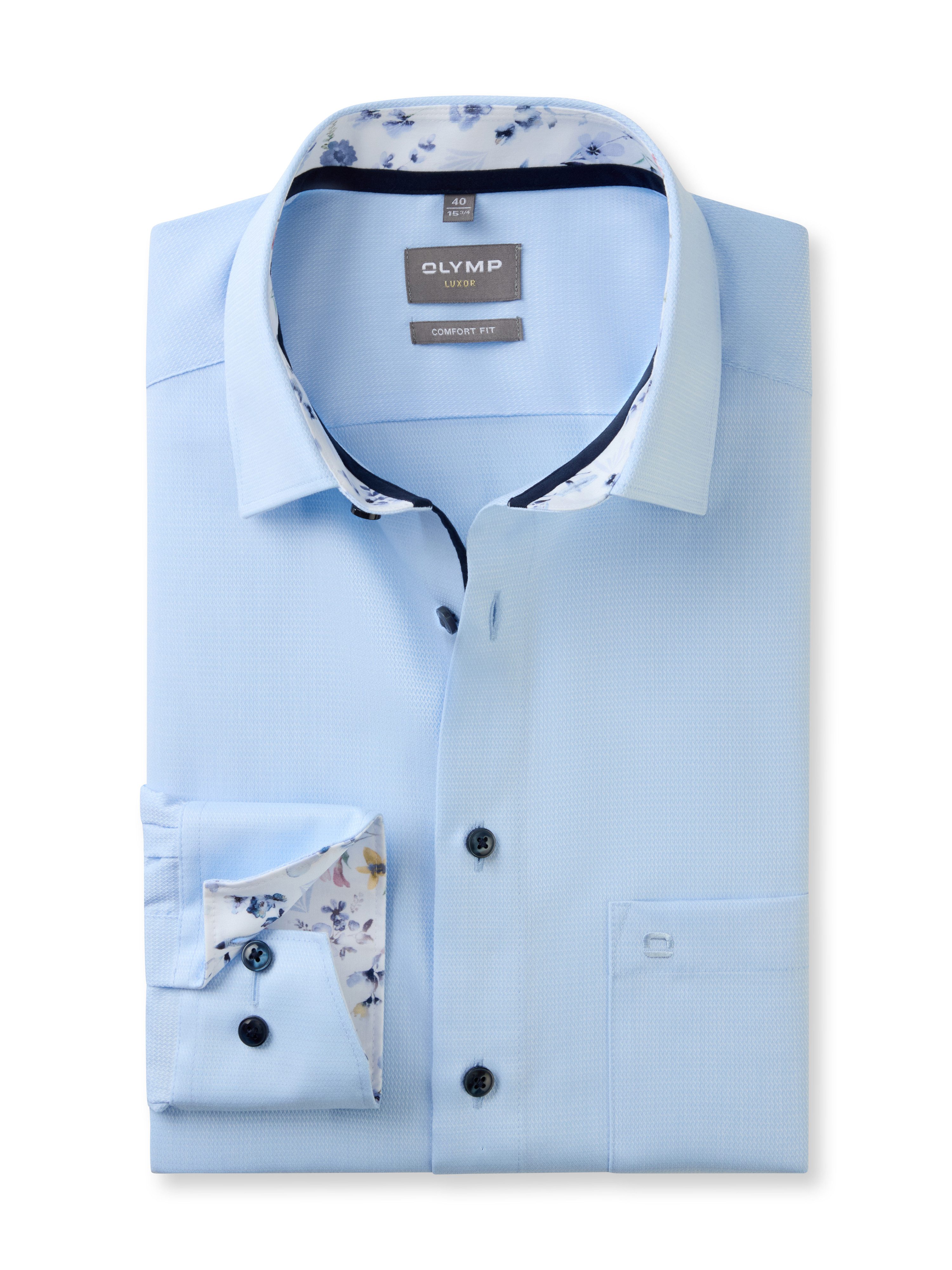 OLYMP Businessoverhemd Luxor comfort fit heren zakelijke overhemden maat 40 blauw