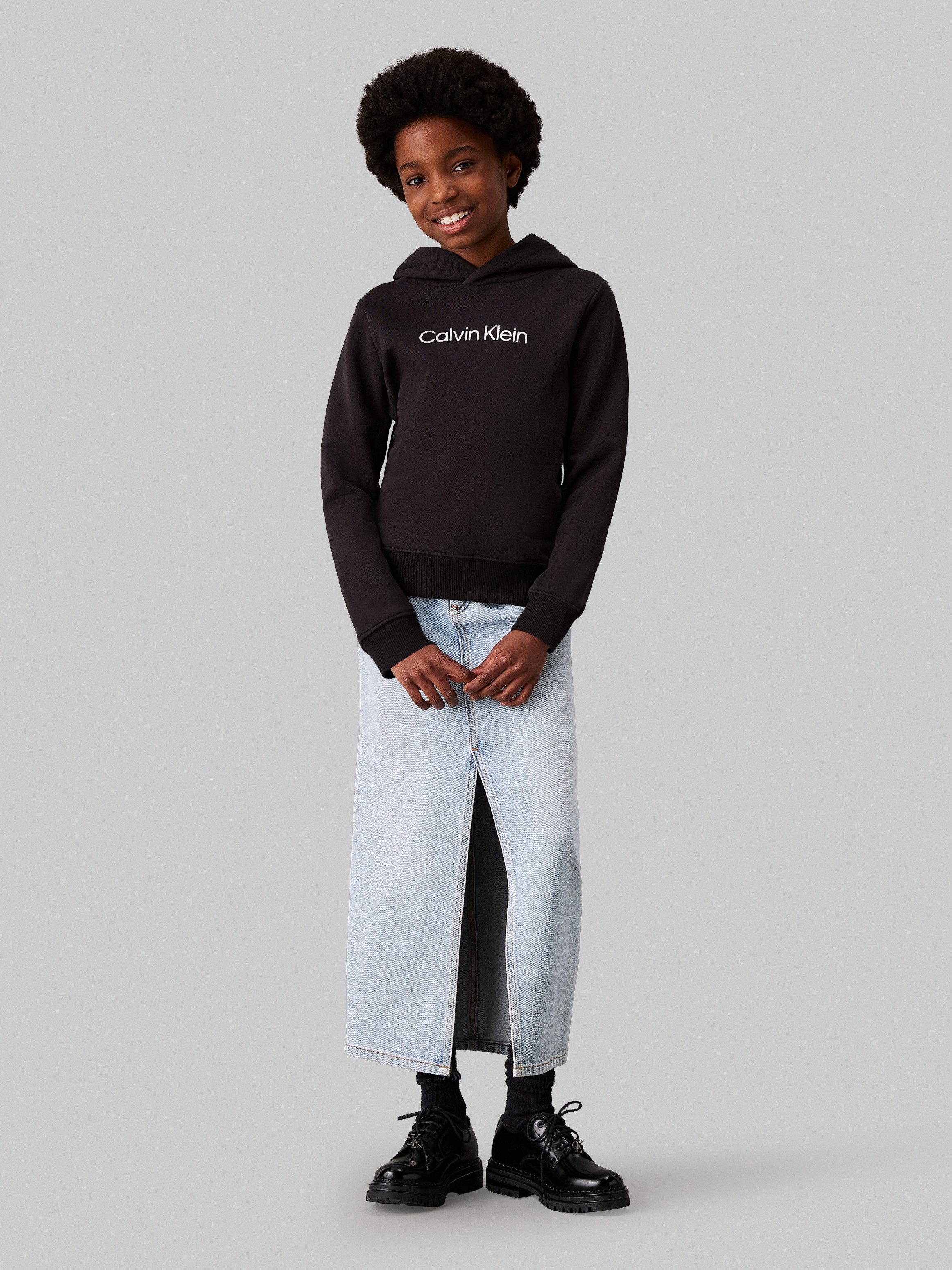 Calvin Klein Hoodie INST. LOGO REG. TERRY HOODIE voor kinderen tot 16 jaar en met logo-opdruk