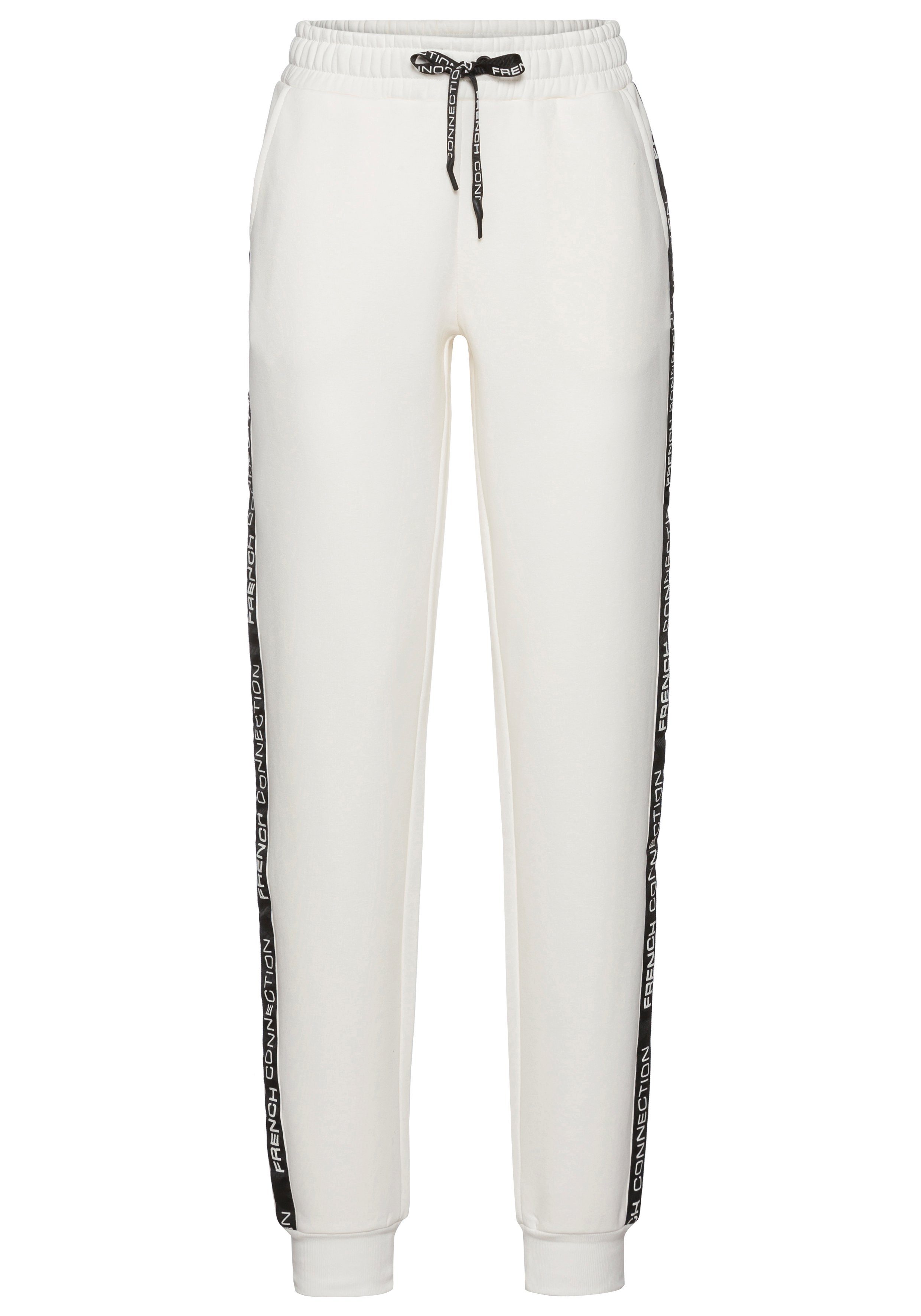 French Connection Sweatbroek met zij contraststrepen en logo-print