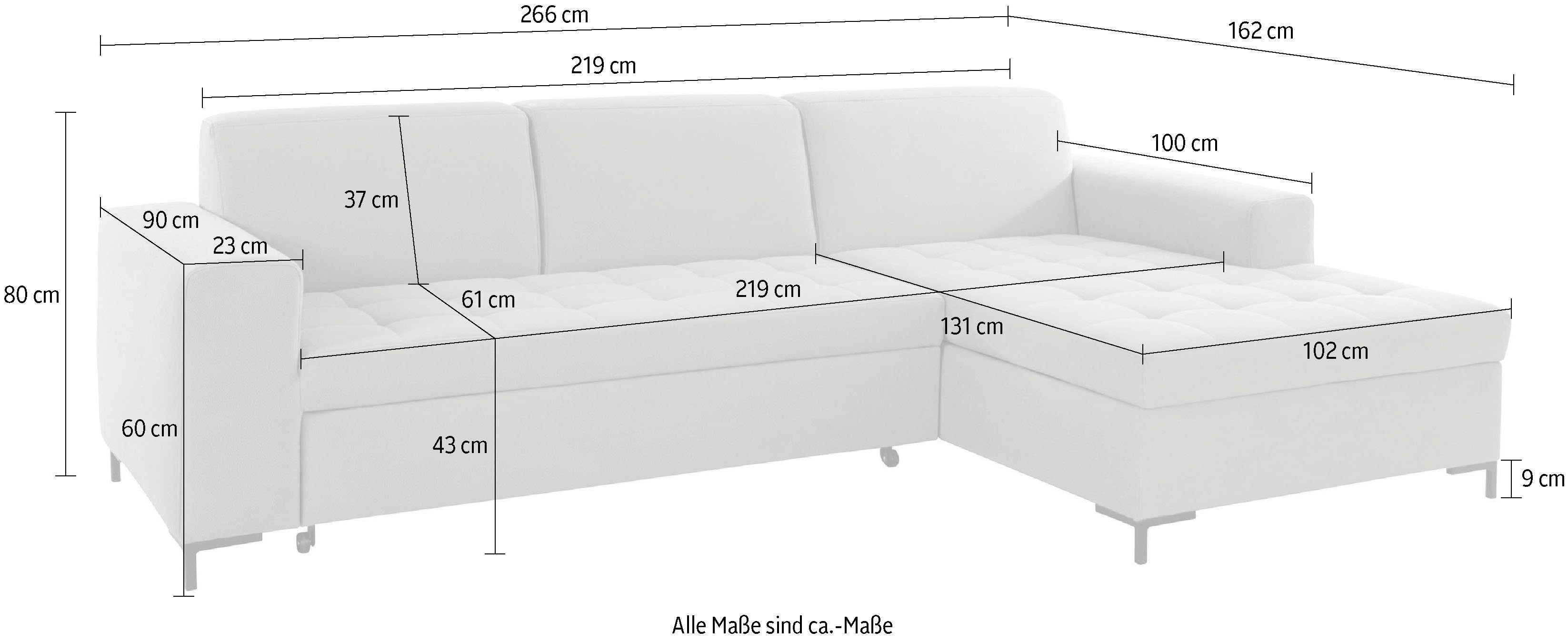 OTTO products Hoekbank Grazzo, tijdloos en elegant, met moderne zitverdeling, L-vorm hoogwaardige stoffen van gerecycled materiaal, stiksels op de zitting