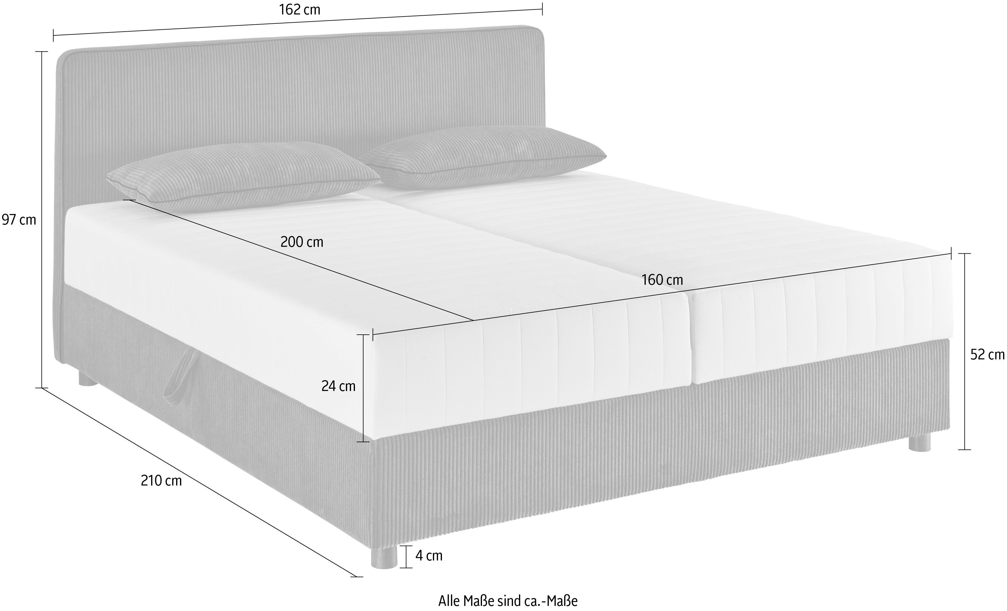 ATLANTIC home collection Bed Corinna Boxspring bed incl. opbergruimte, ribfluweel, verkrijgbaar in verschillende breedtes