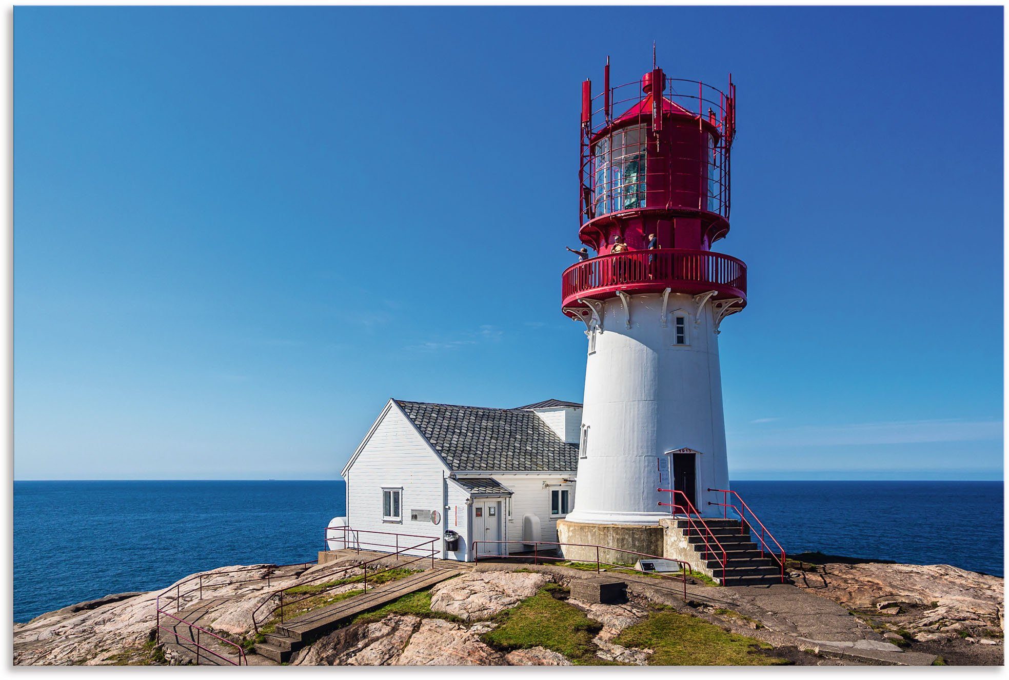 Artland Aluminium dibond print De vuurtoren Lindesnes Fyr in Noorwegen geschikt voor binnen en buiten, buitenafbeelding