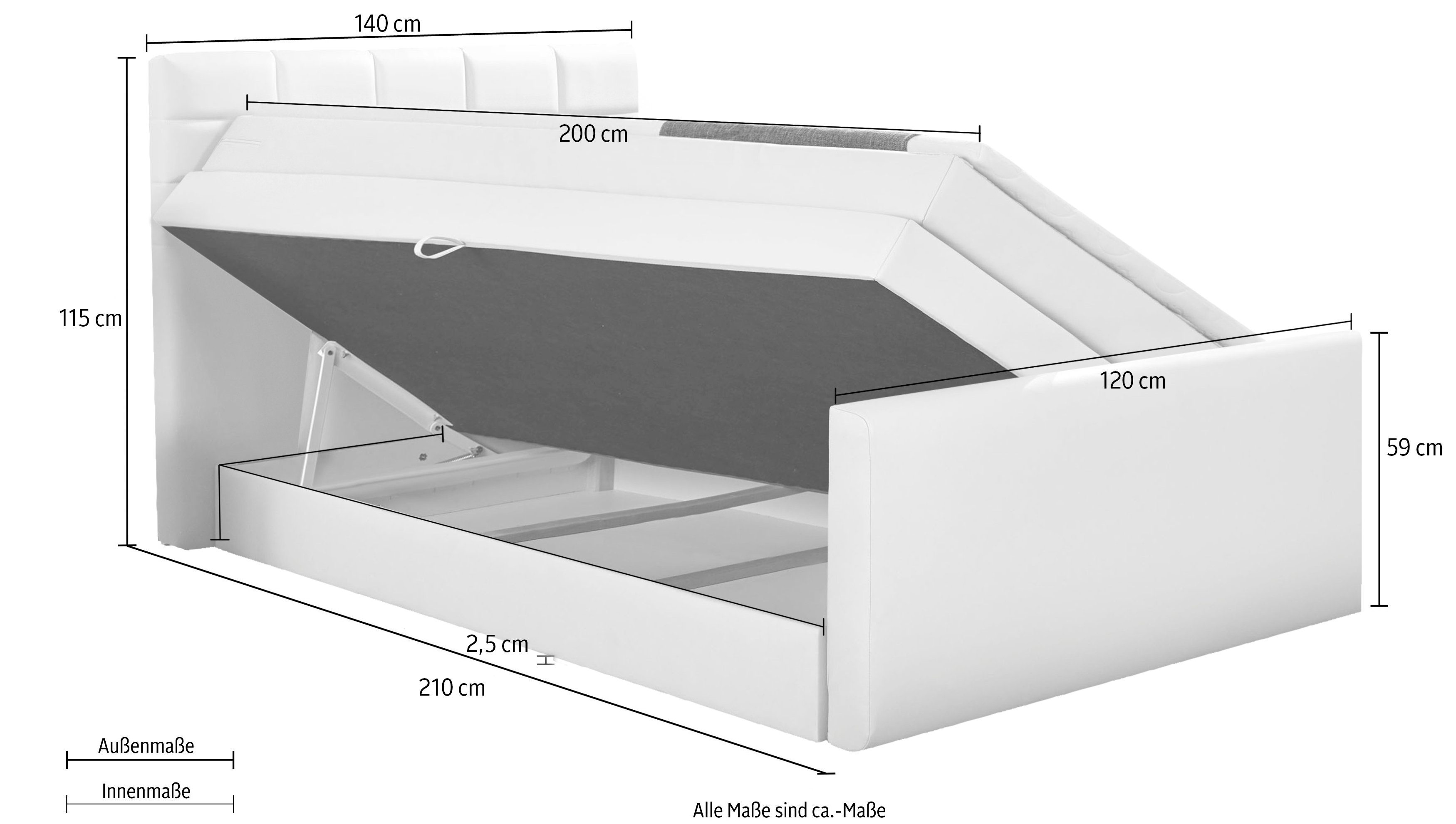 INOSIGN Boxspring Lethbridge incl. bedbox en matrastopper, twee matrastypes in h2