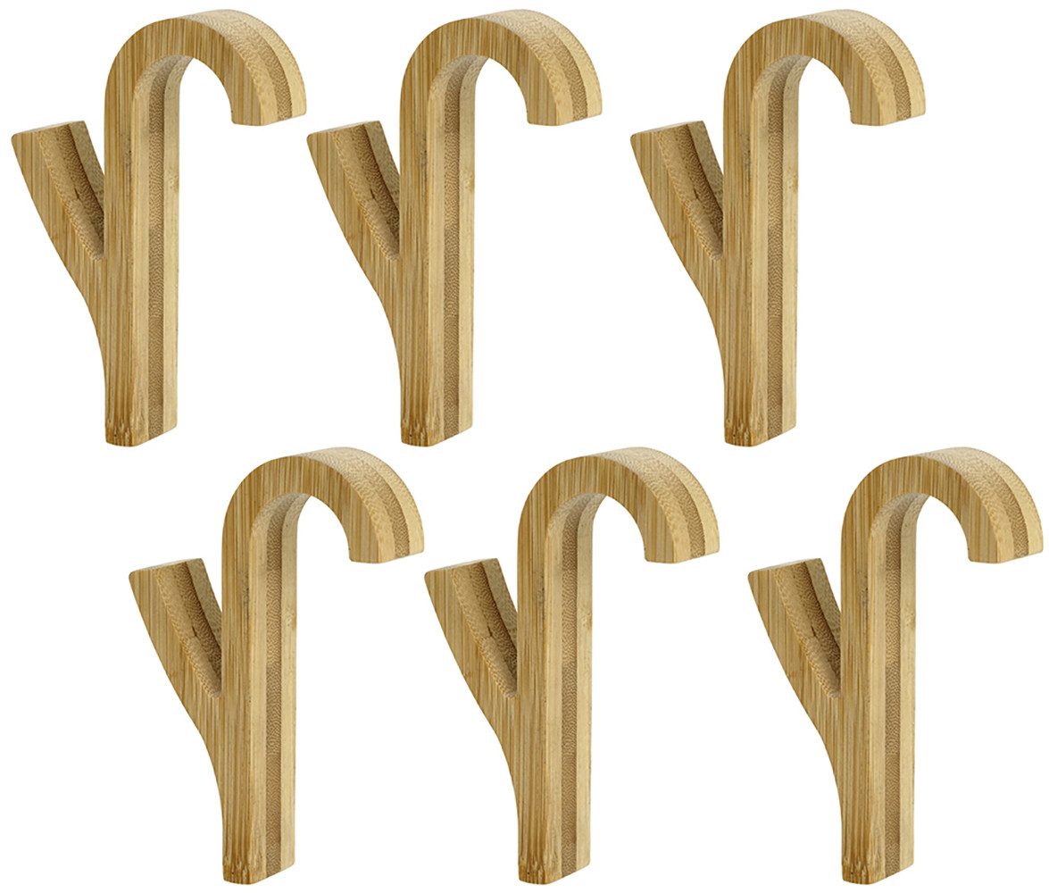 WENKO Handdoekhaakjes Bamboe voor handdoekradiatoren, ruimtebesparende opslag (set, 6 stuks)