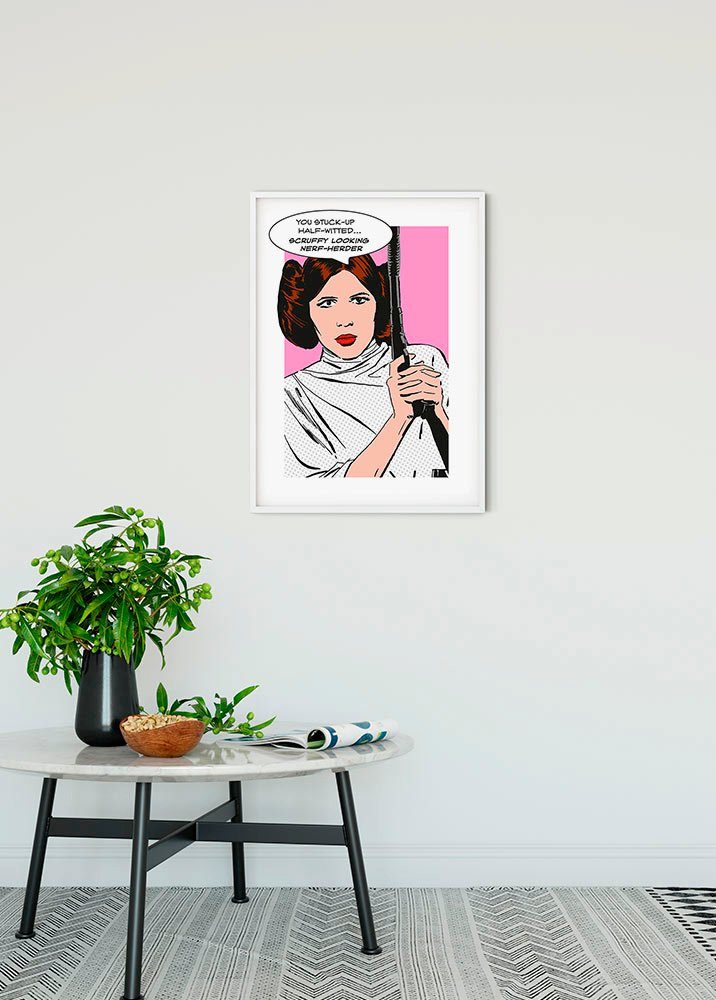 Komar Wanddecoratie Star Wars Classic stripverhaal aandeel Leia Wanddecoratie voor de kinderkamer - zonder lijst (1 stuk)