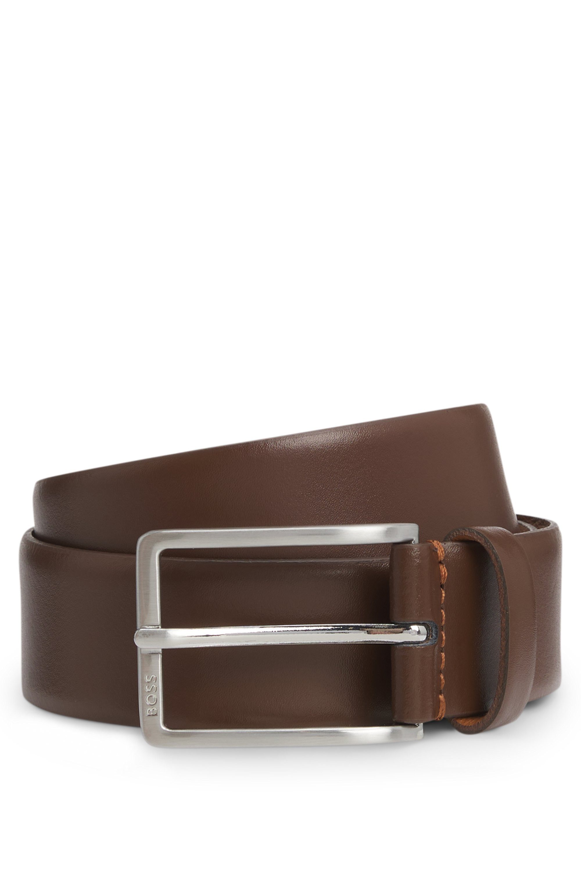 Boss Leren riem Erman-L_Sz35 met subtiele boss-reliëf op de sluiting
