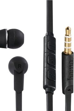 hama in-ear-hoofdtelefoon kopfhoerer "joy", in-ear, mikrofon, flachbandkabel, schwarz headset zwart