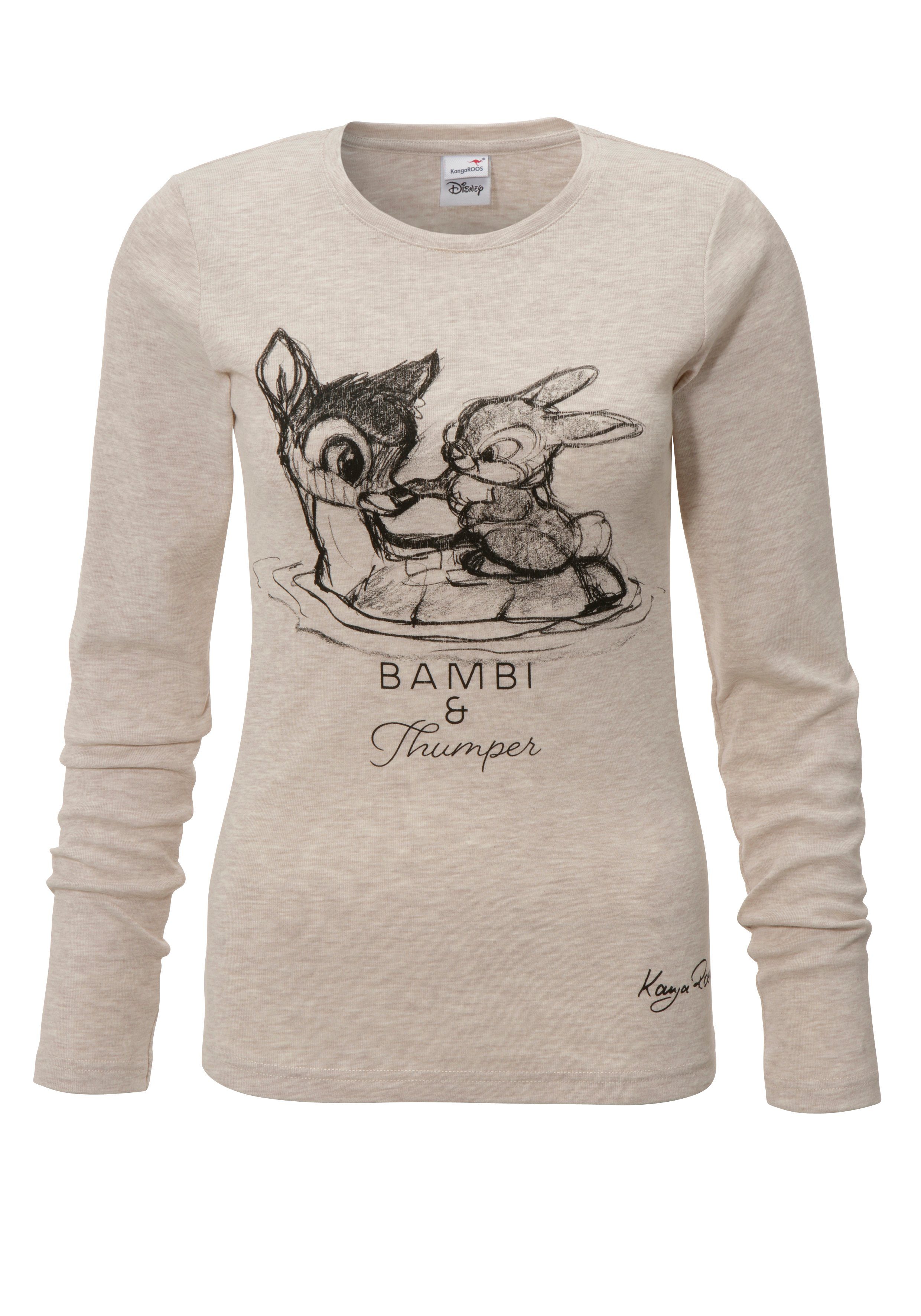 KangaROOS Shirt met lange mouwen Bambi & Stampertje Lange mouwen, zeer figuurvolgend, effen, ronde hals