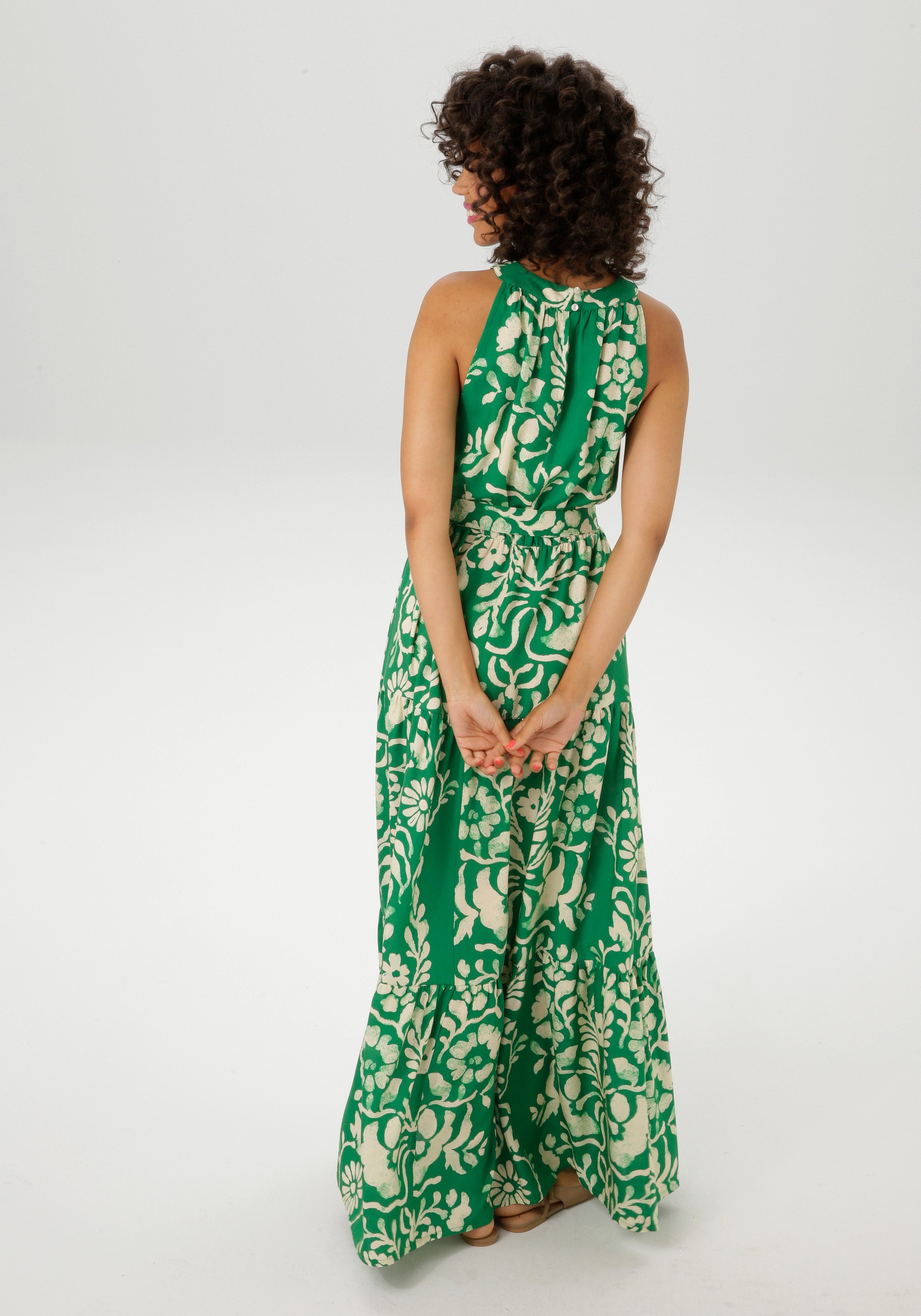 Aniston CASUAL Zomerjurk met extravagante bloemenprint elk stuk is uniek nieuwe collectie (Met afneembare bindband)