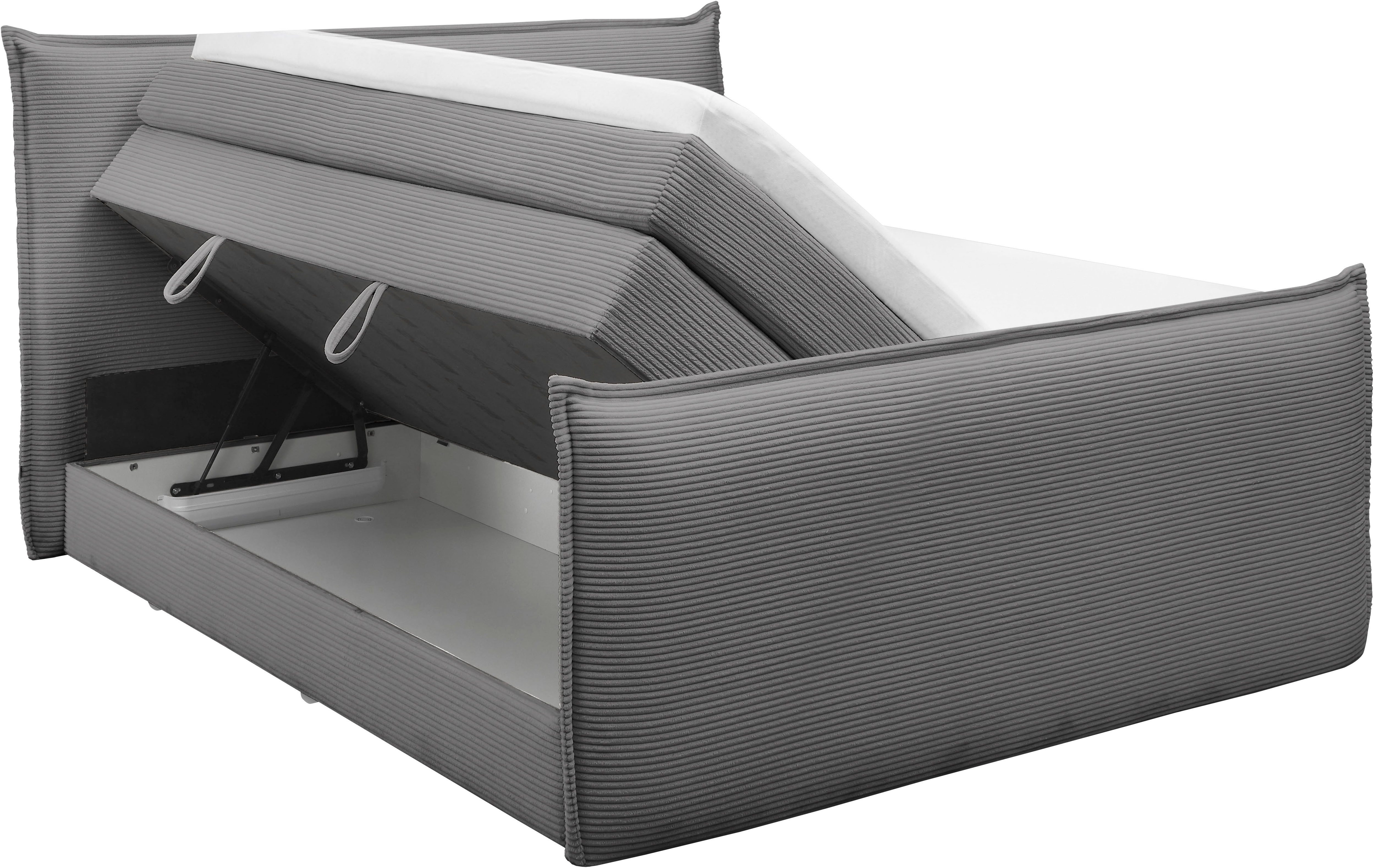 set one by Musterring Boxspring Florida in moderne cord bekleding, met bedlade, in 3 maten verkrijgbaar