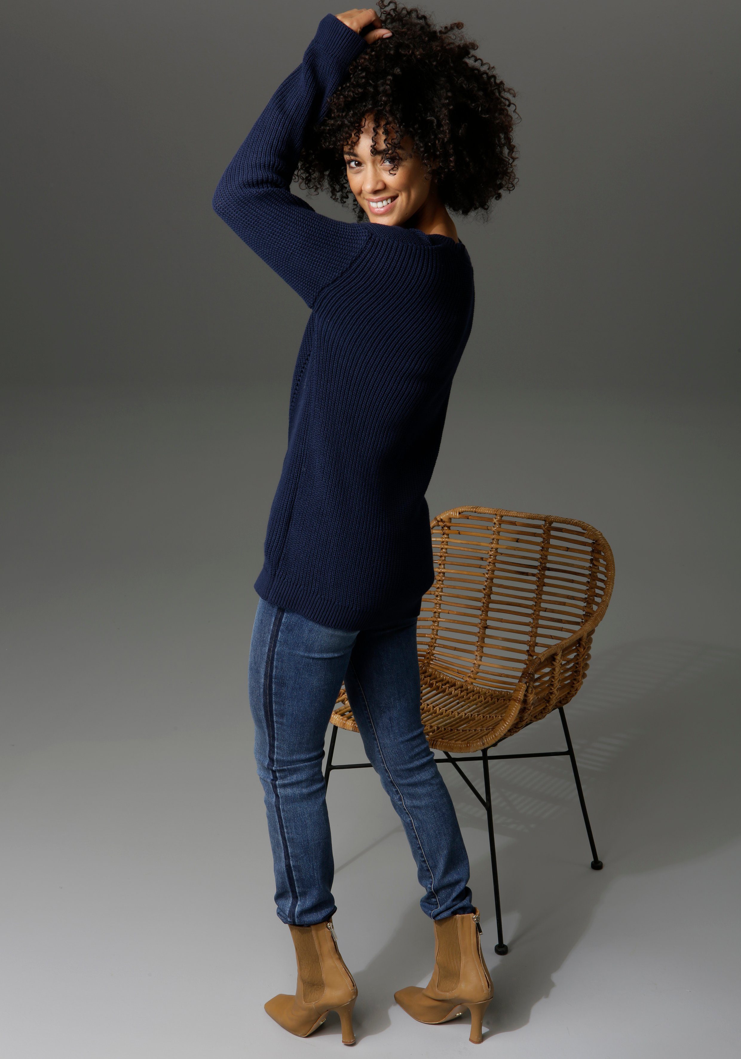 Aniston CASUAL Trui met ronde hals in de patroonmix