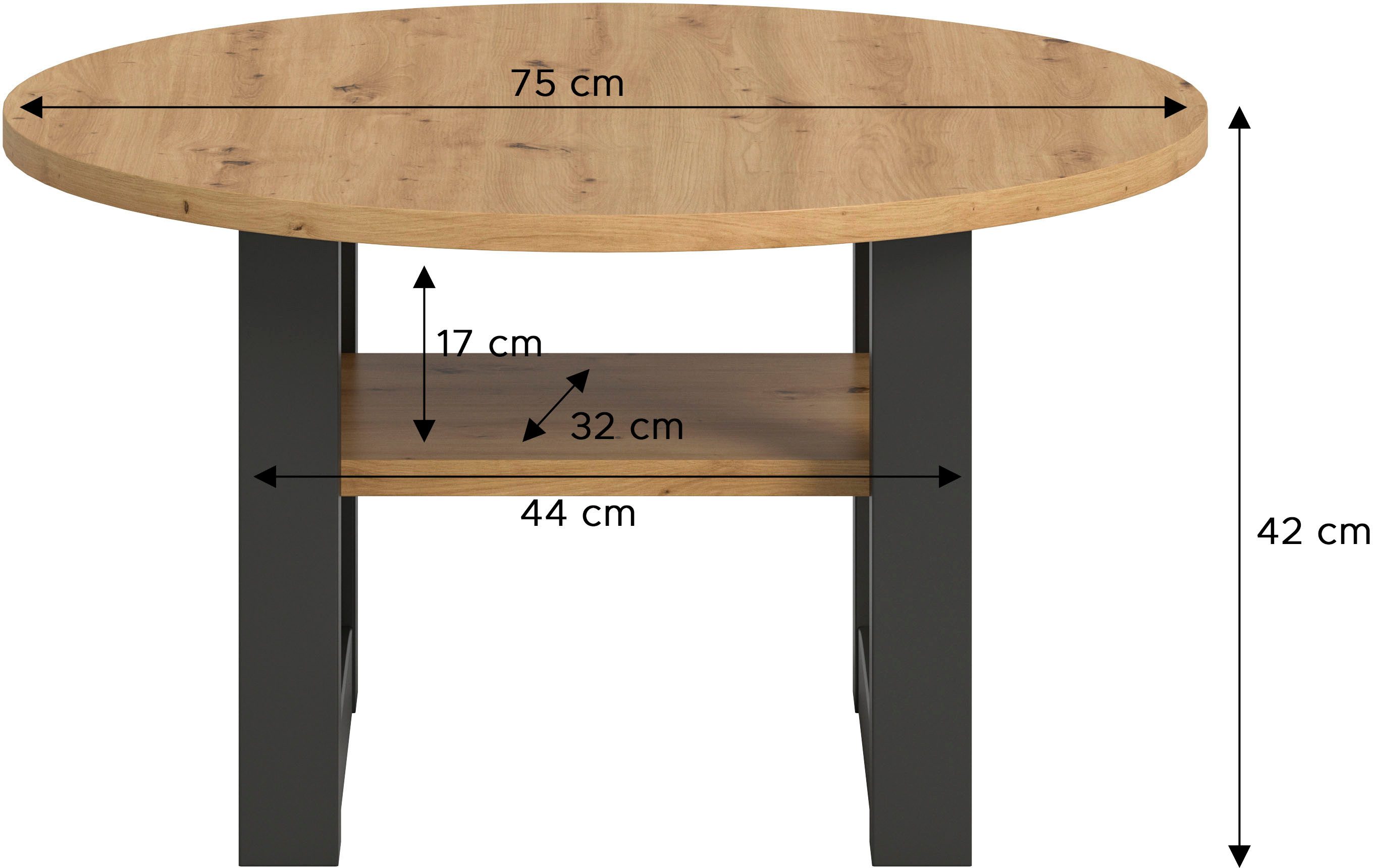 INOSIGN Salontafel Rail, Ø 75 cm, met onderblad, inclusief sledeframe
