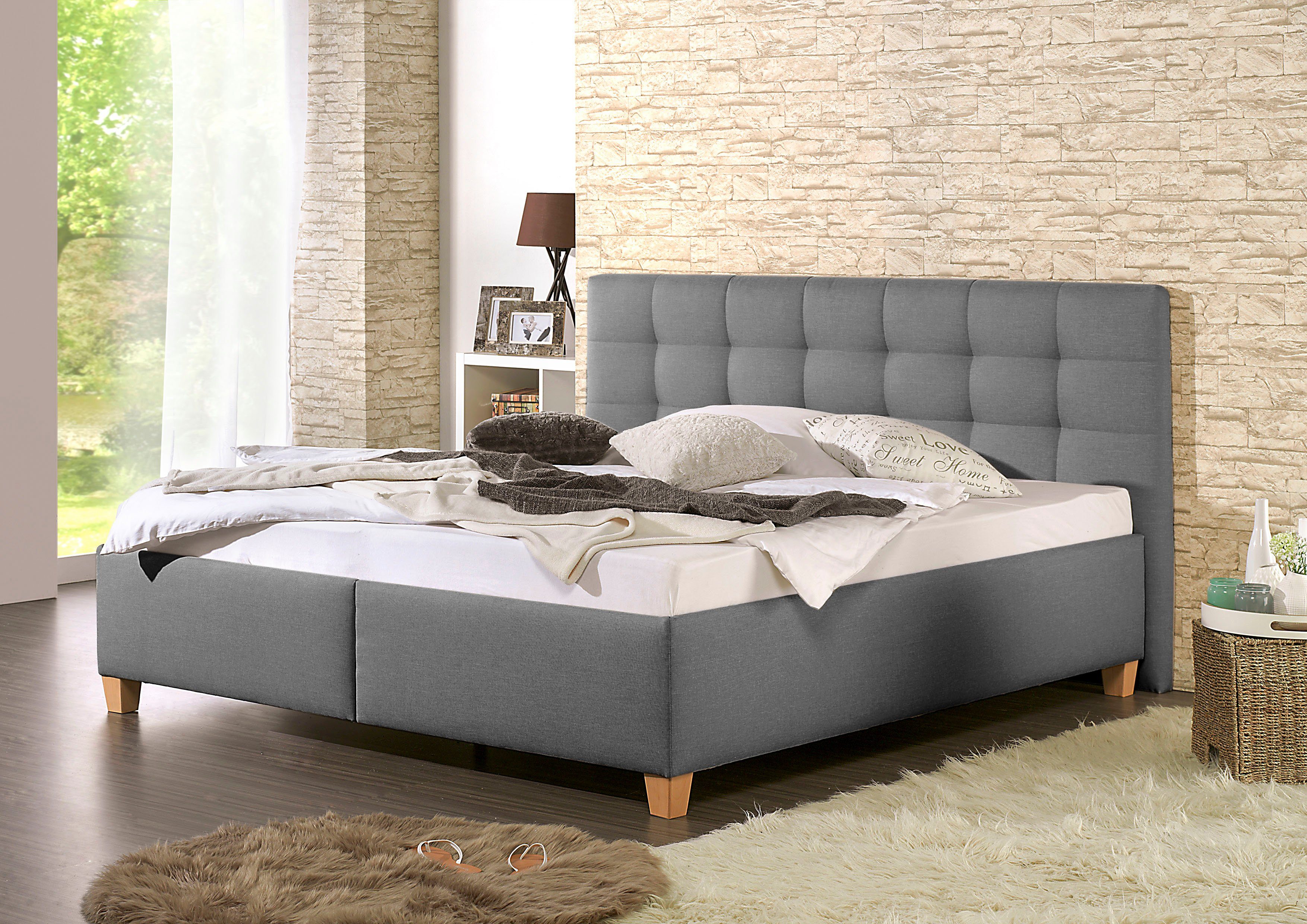 Maintal Gestoffeerd bed Madane naar keuze met matras in de hardheden h2, h3 of h4